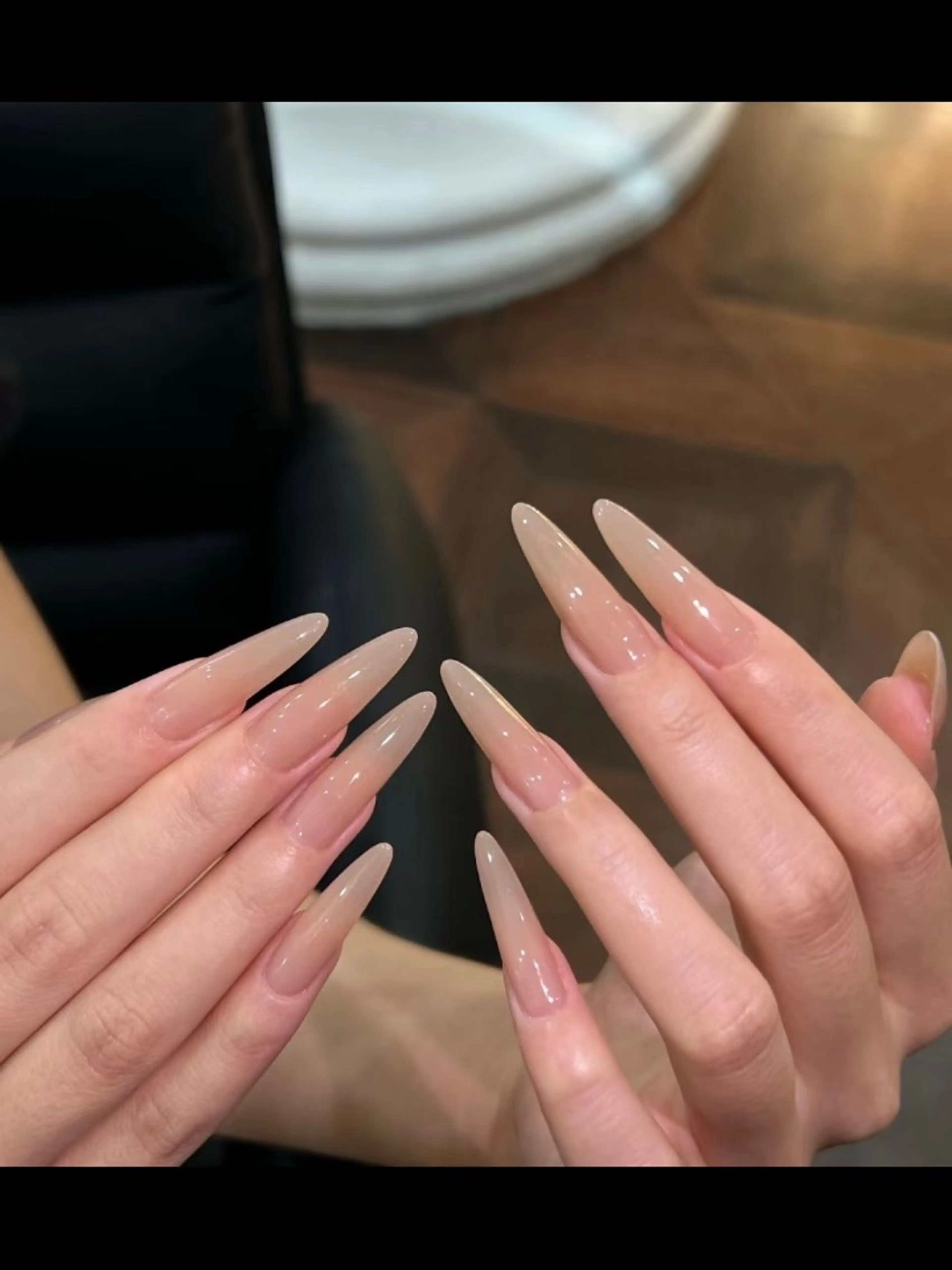 💅チップ長さ出しワンカラー/ラメグラ（自爪ソフトジェルオフ➕500円）の写真