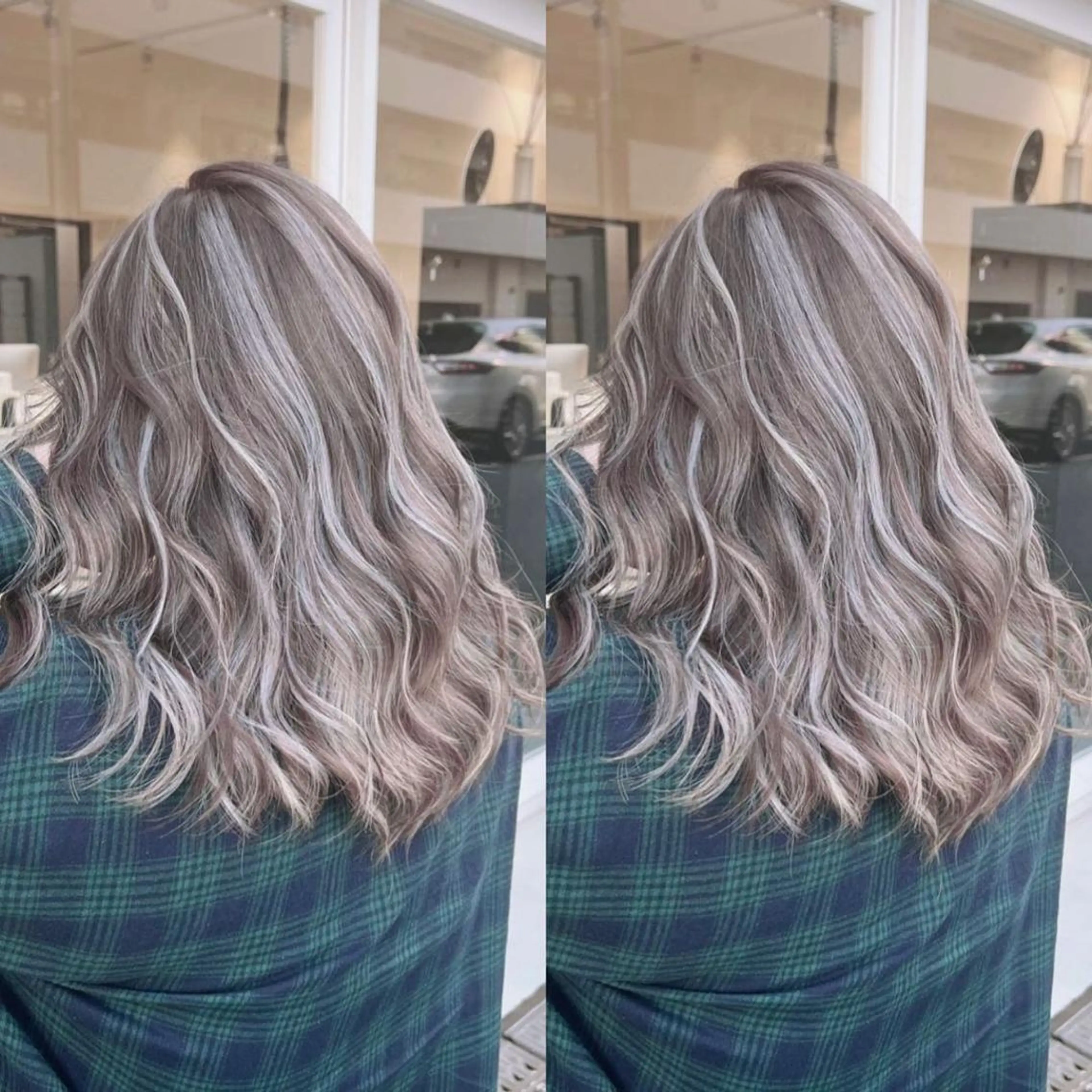 ロング カラー ブリーチ ケアブリーチ ハイライトカラー ハイライト 髪質改善 ヘアカラー オフホワイトアンドなんば所属・福西 洋斗のヘアスタイル