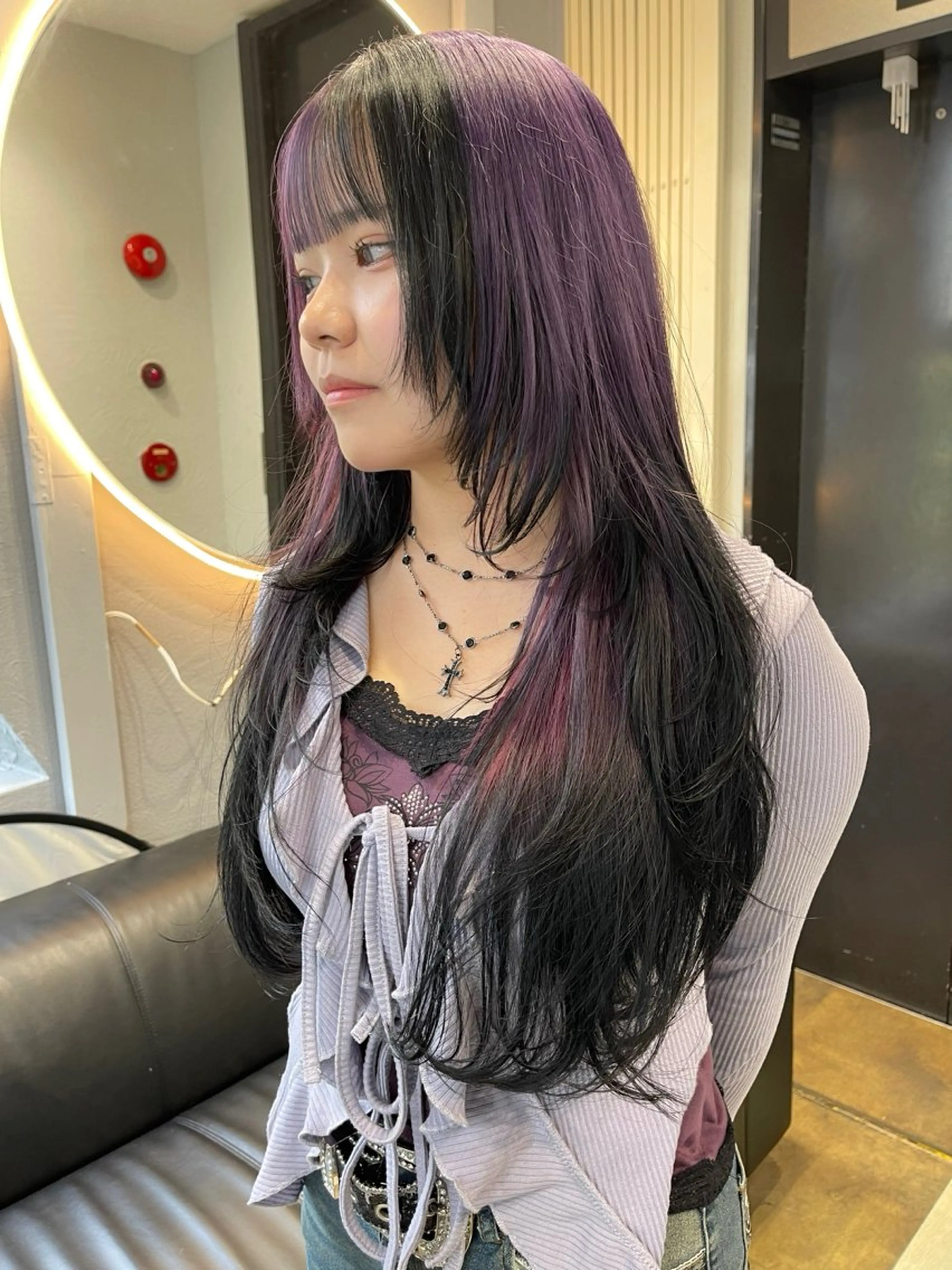 ロング カラー ベージュカラー ブリーチ ケアブリーチ デザインカラー ダブルカラー カット ヘアカラー トリートメント 宮崎　達也 ブリーチ／レイヤーのヘアスタイル