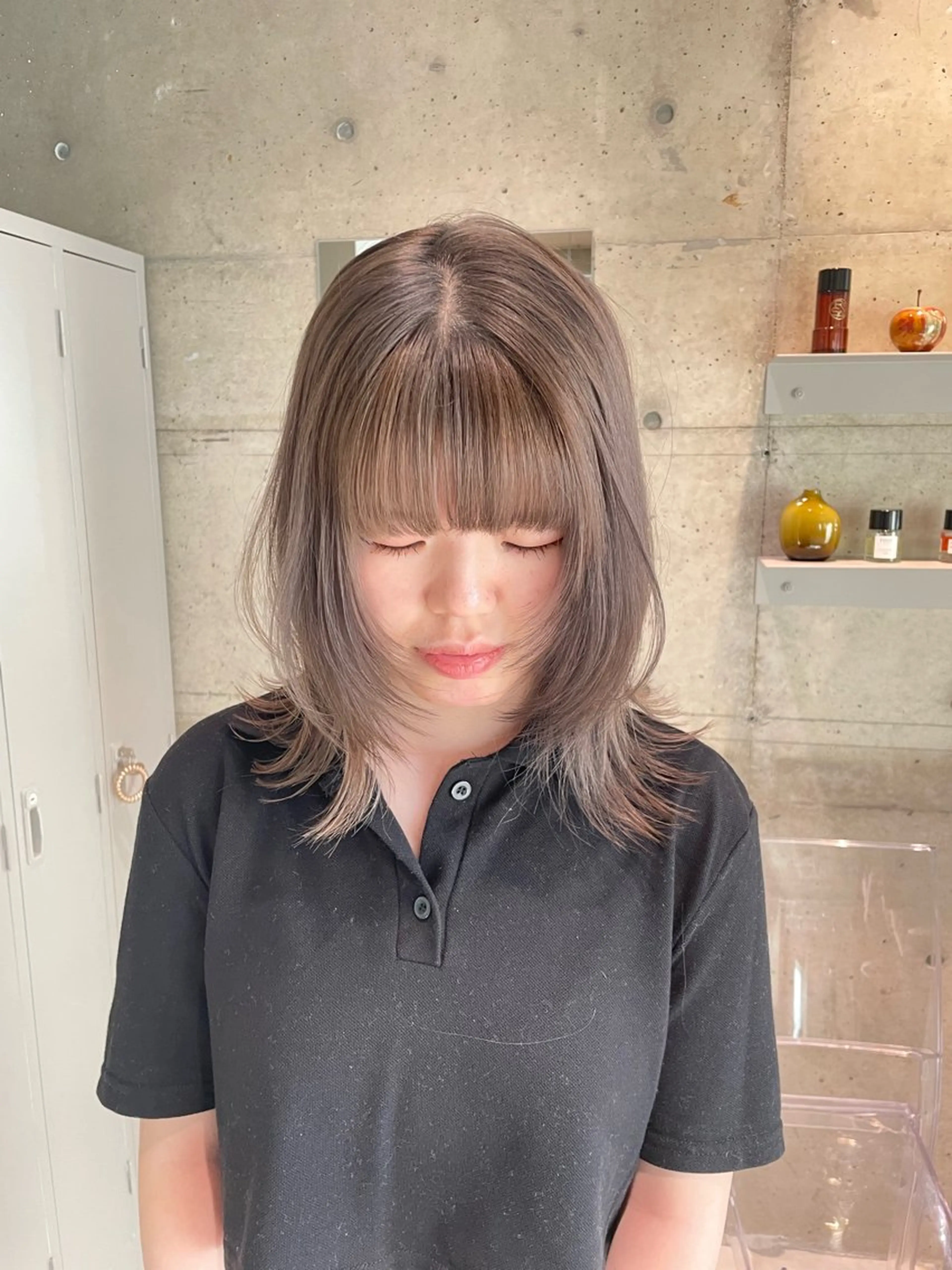 ミディアム 顔まわりレイヤー レイヤーカット IDEN AND TITY所属・ショートモデル募集 yukakoのヘアスタイル