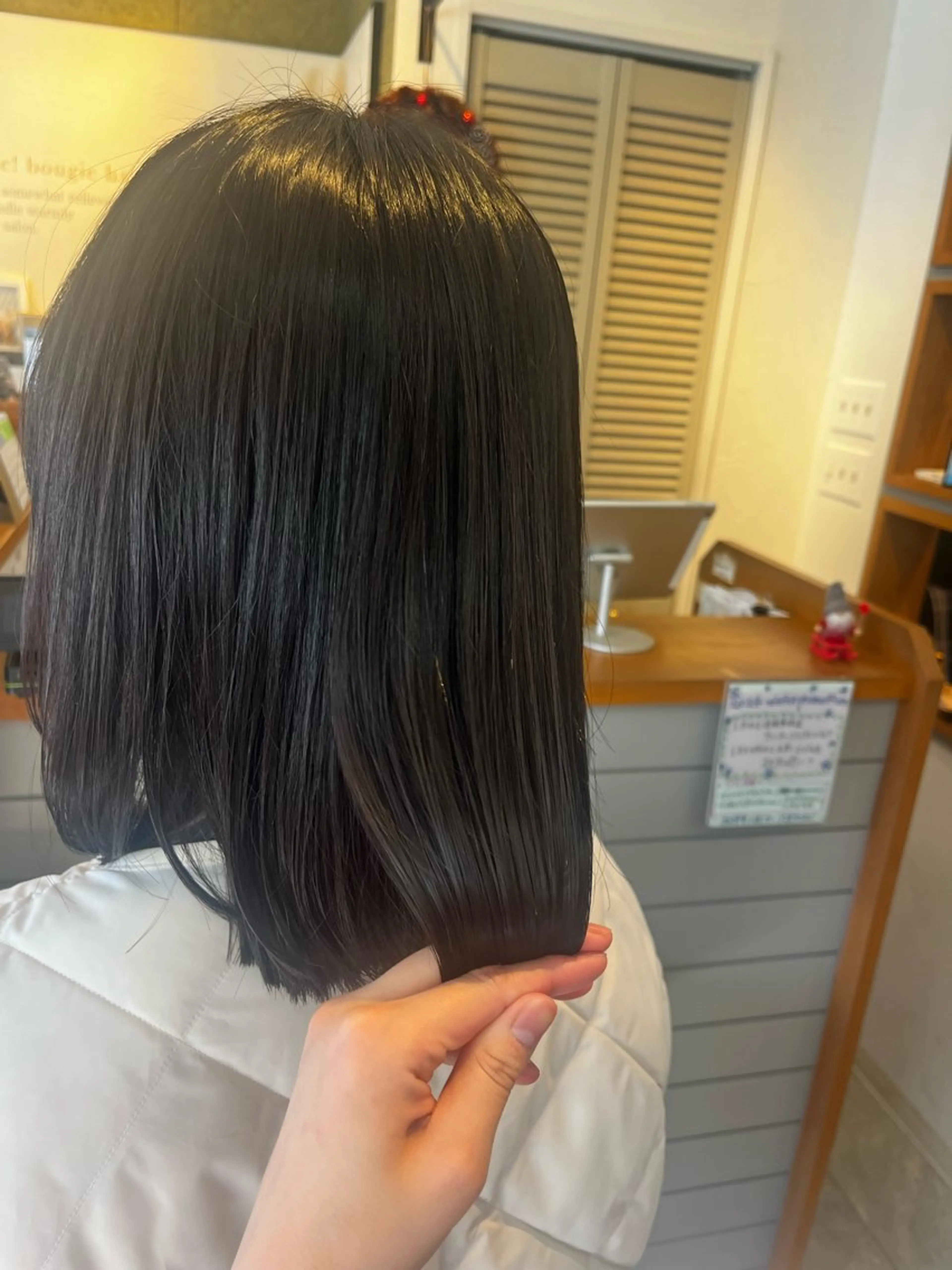 ミディアム 酸性ストレート 似合わせカット✂︎ ハイライトカラー🩵のヘアスタイル