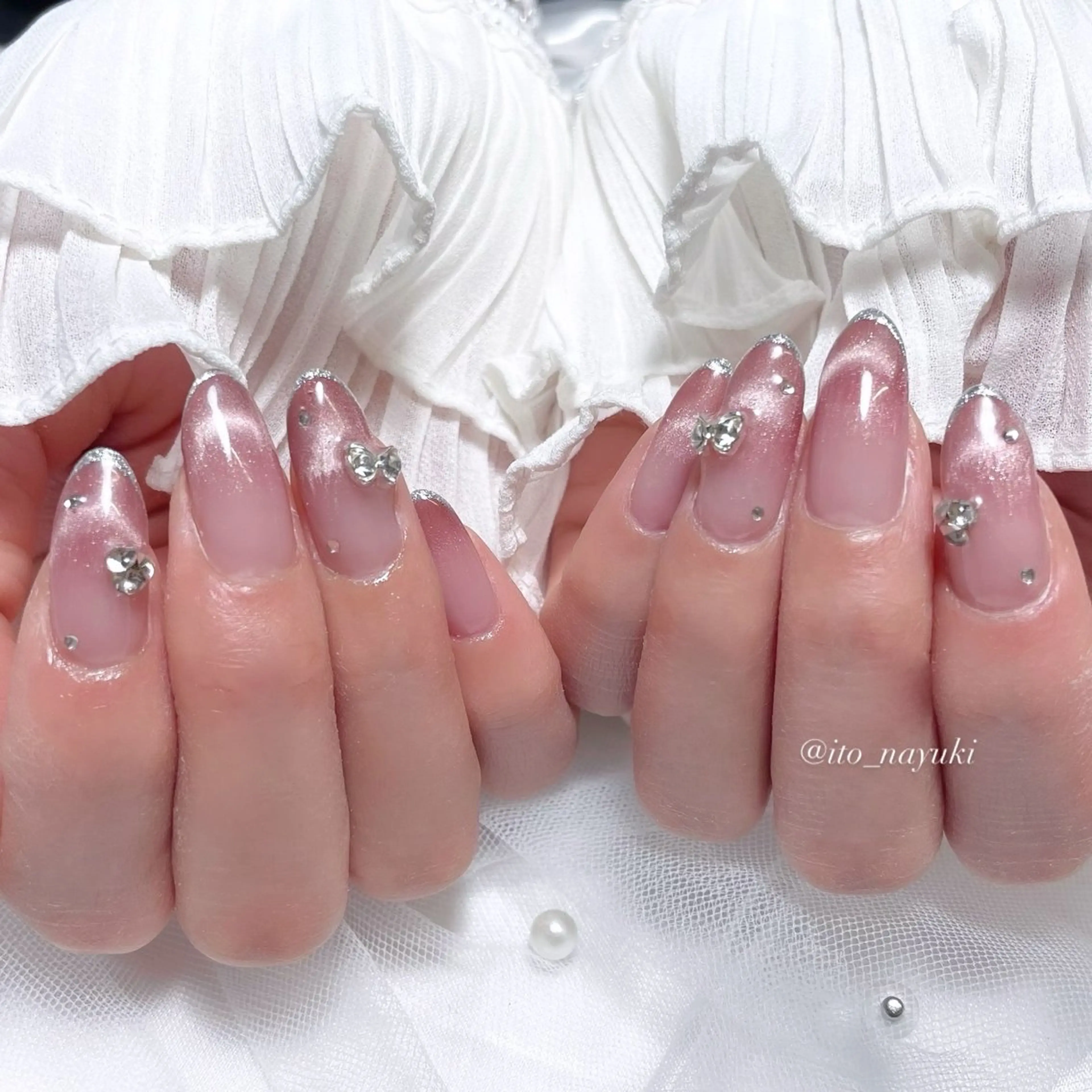 ネイル ハンドネイル 🎀藤沢ガーリーネイ ル/長さ出し🎀のネイルデザイン