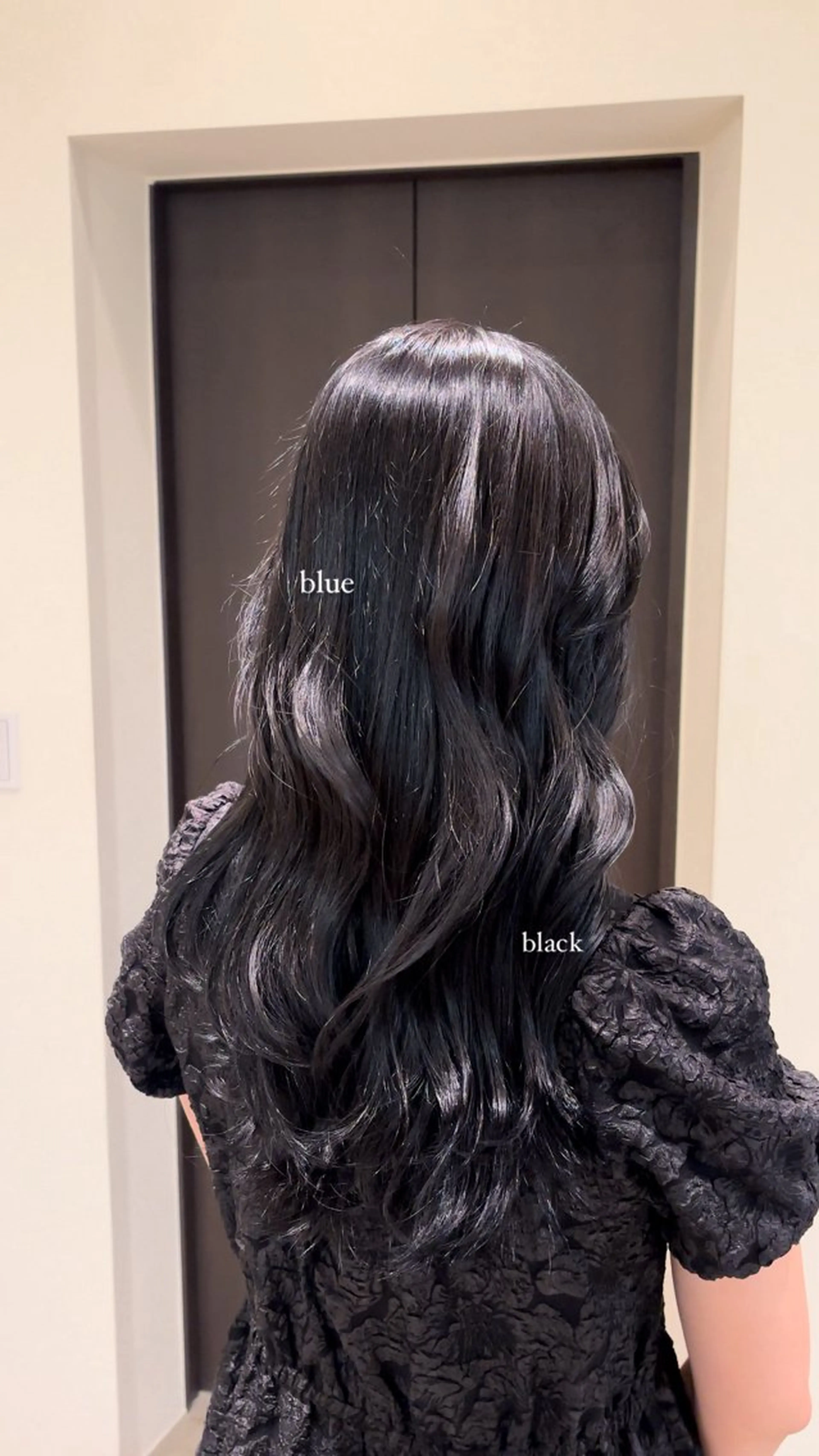 ロング カラー 黒髪 ブルーカラー ブルーブラック ヘアカラー VIEW GINZA所属・fitする顔まわり♡ -暖色-ふうか◠‿◠のヘアスタイル