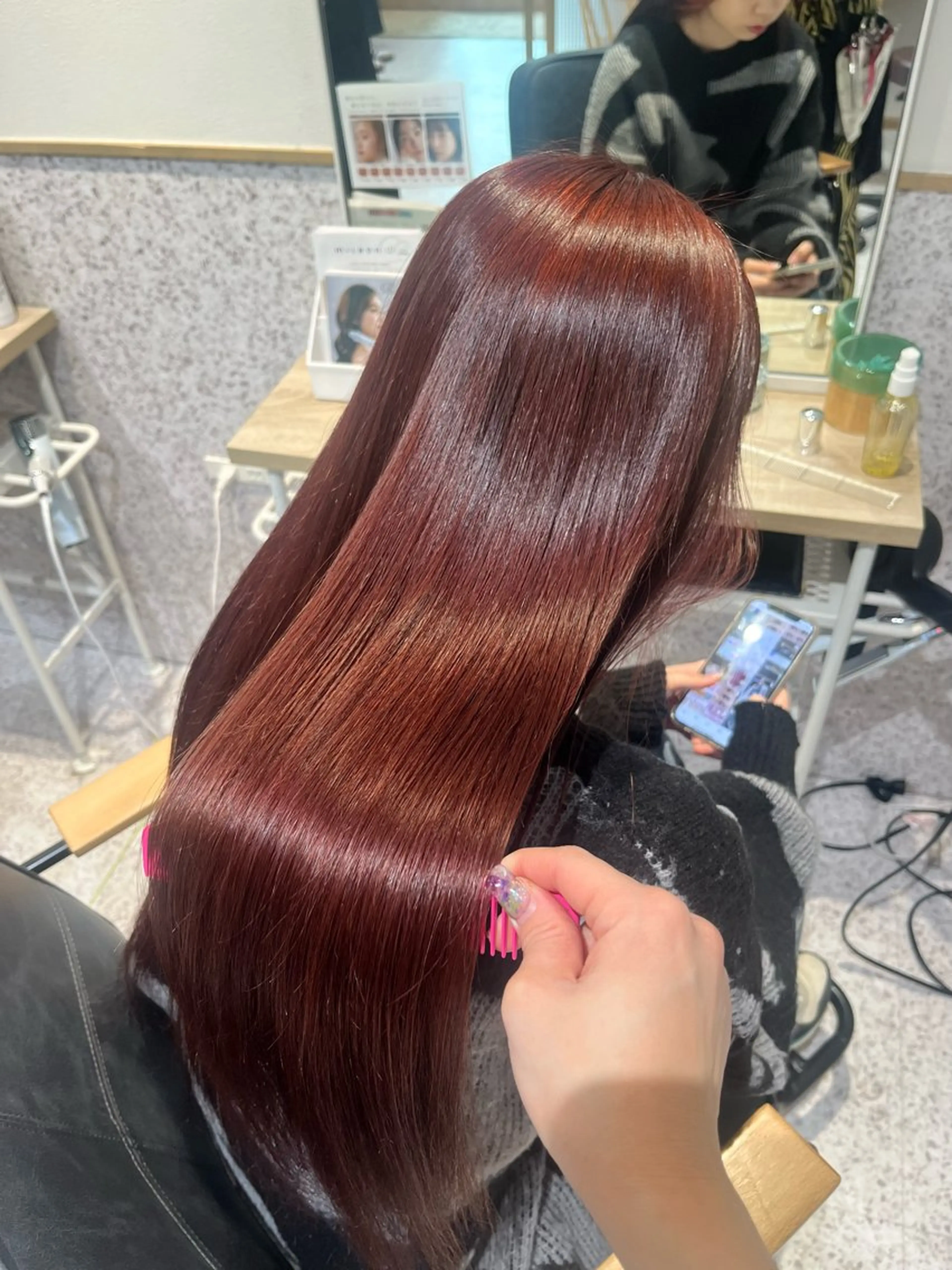 ロング カラー ダブルカラー イヤリングカラー ハイライトカラー ハイトーンカラー インナーカラー ヘアカラー 髪質改善&艶カラー/ ほんだあみ (♡)のヘアスタイル