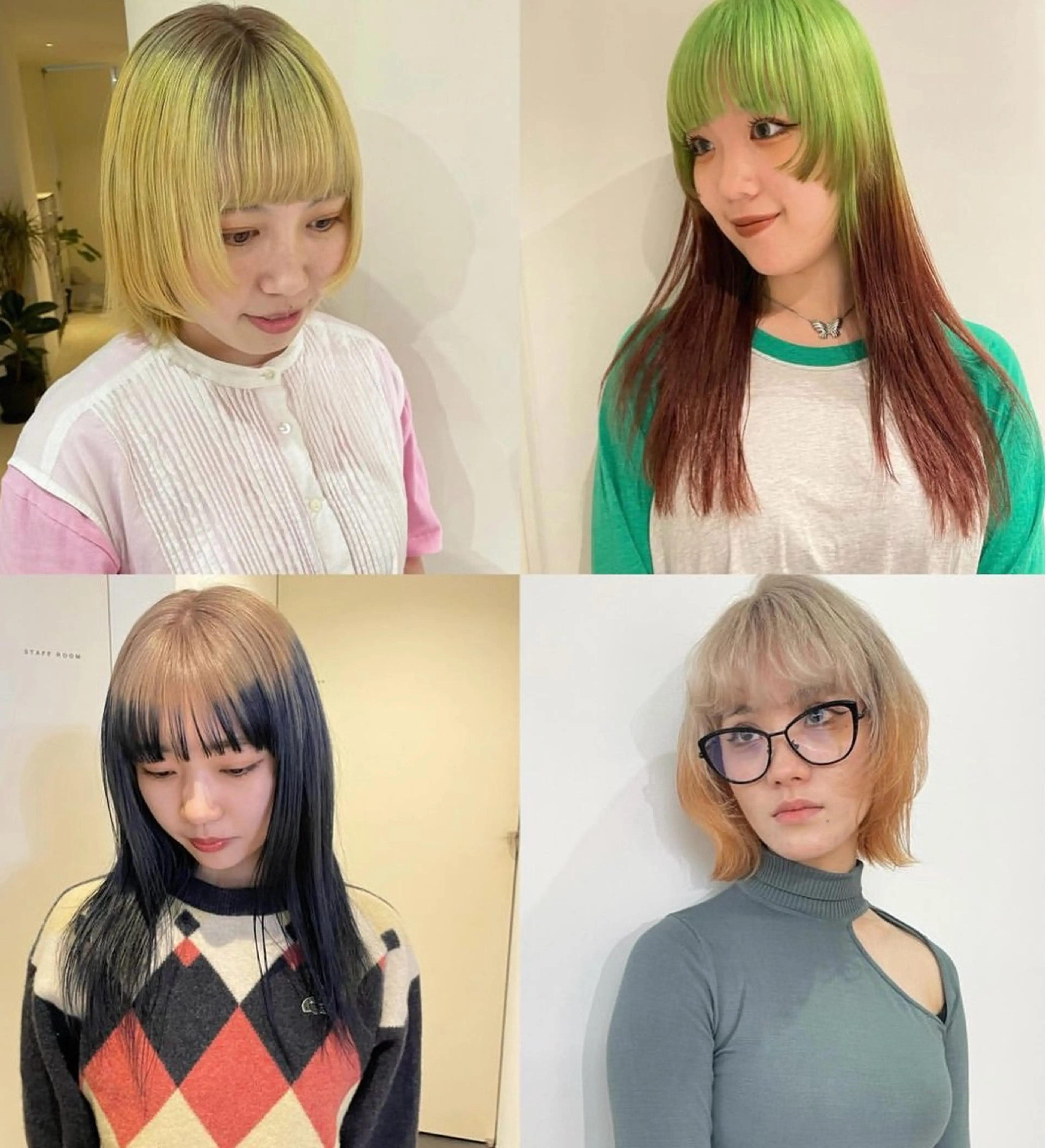セミロング カラー ベージュカラー ブリーチ ケアブリーチ デザインカラー ダブルカラー カット ヘアカラー トリートメント MIU/ルーツカラー ボブ/顔周りレイヤーのヘアスタイル