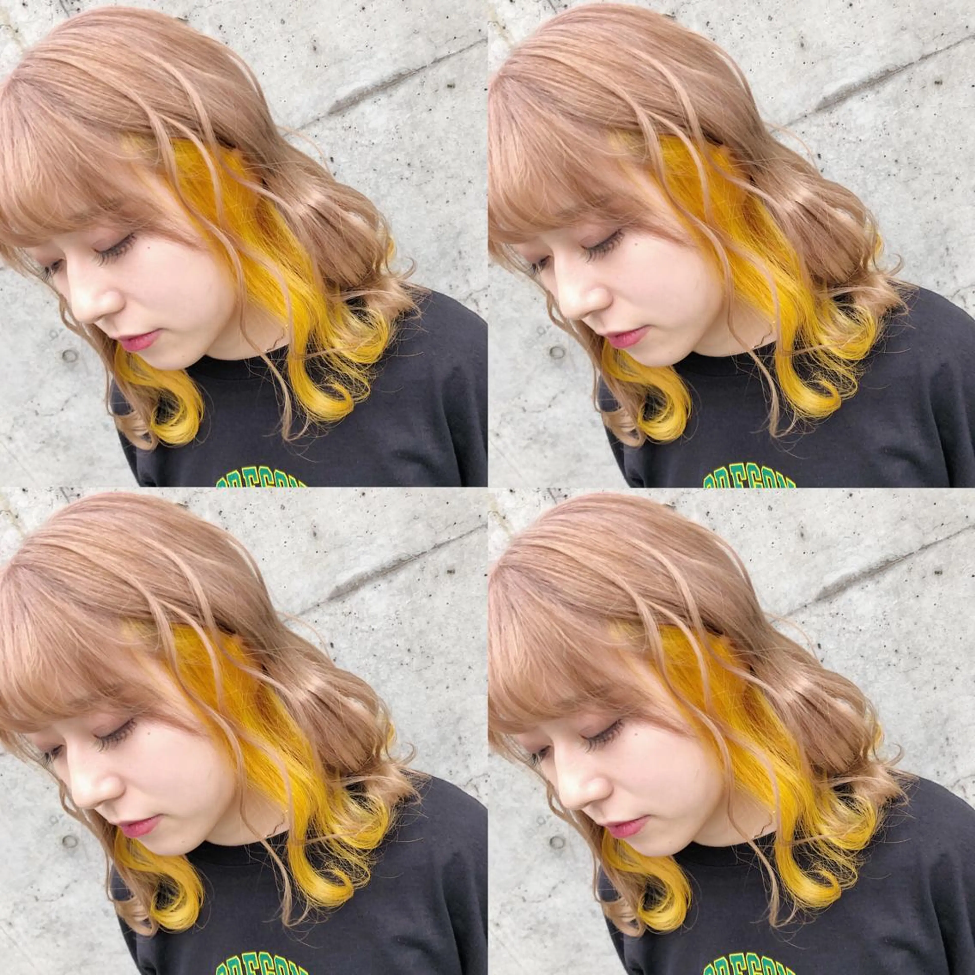 ミディアム カラー ヘアアレンジ メンズ キッズ ヘアカラー トリートメント ヘアセット 💟Chloe原宿店 🩶ハイトーンのヘアスタイル