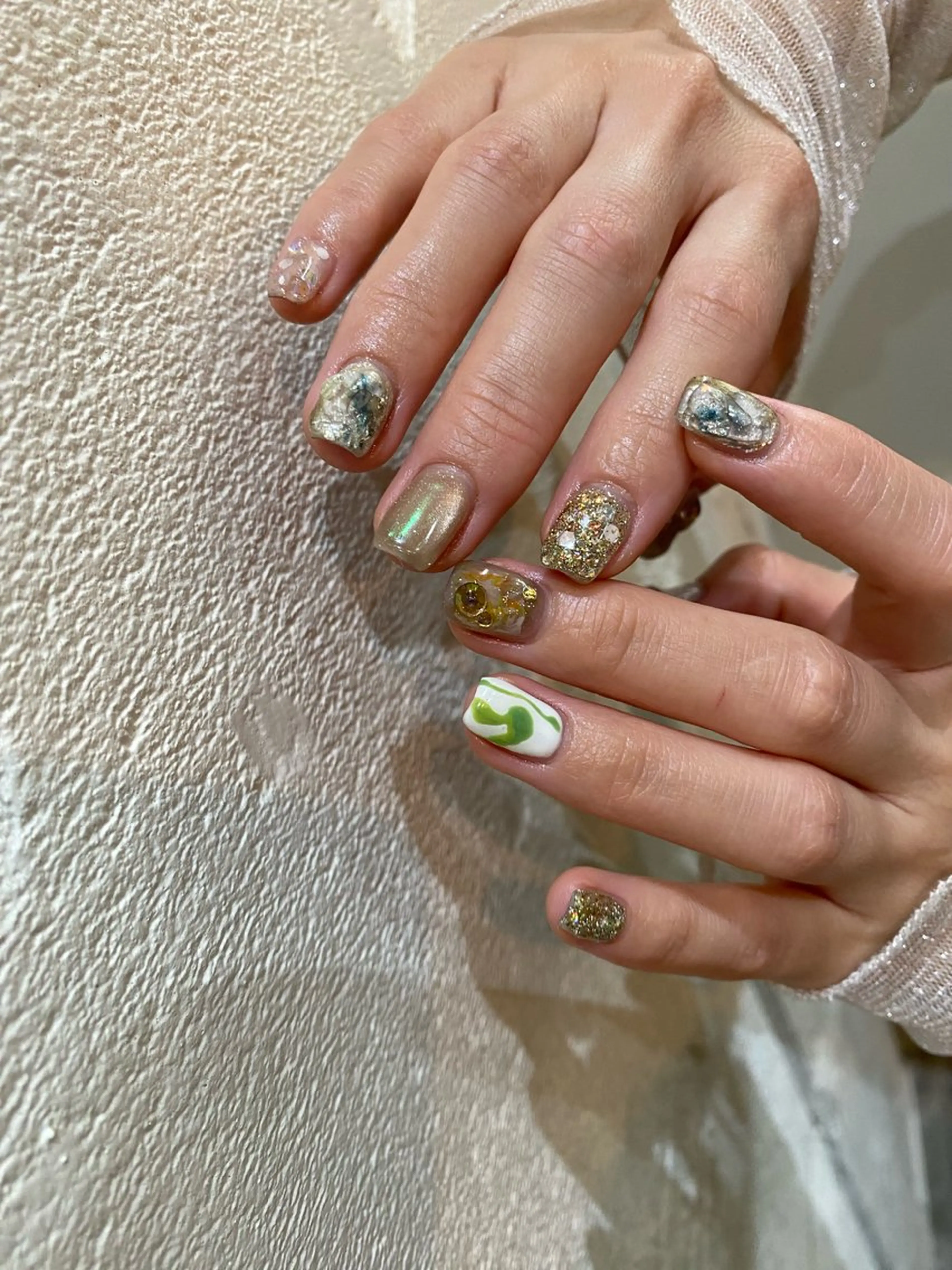 ネイル グリーン nable.所属・望月 実莉のネイルデザイン