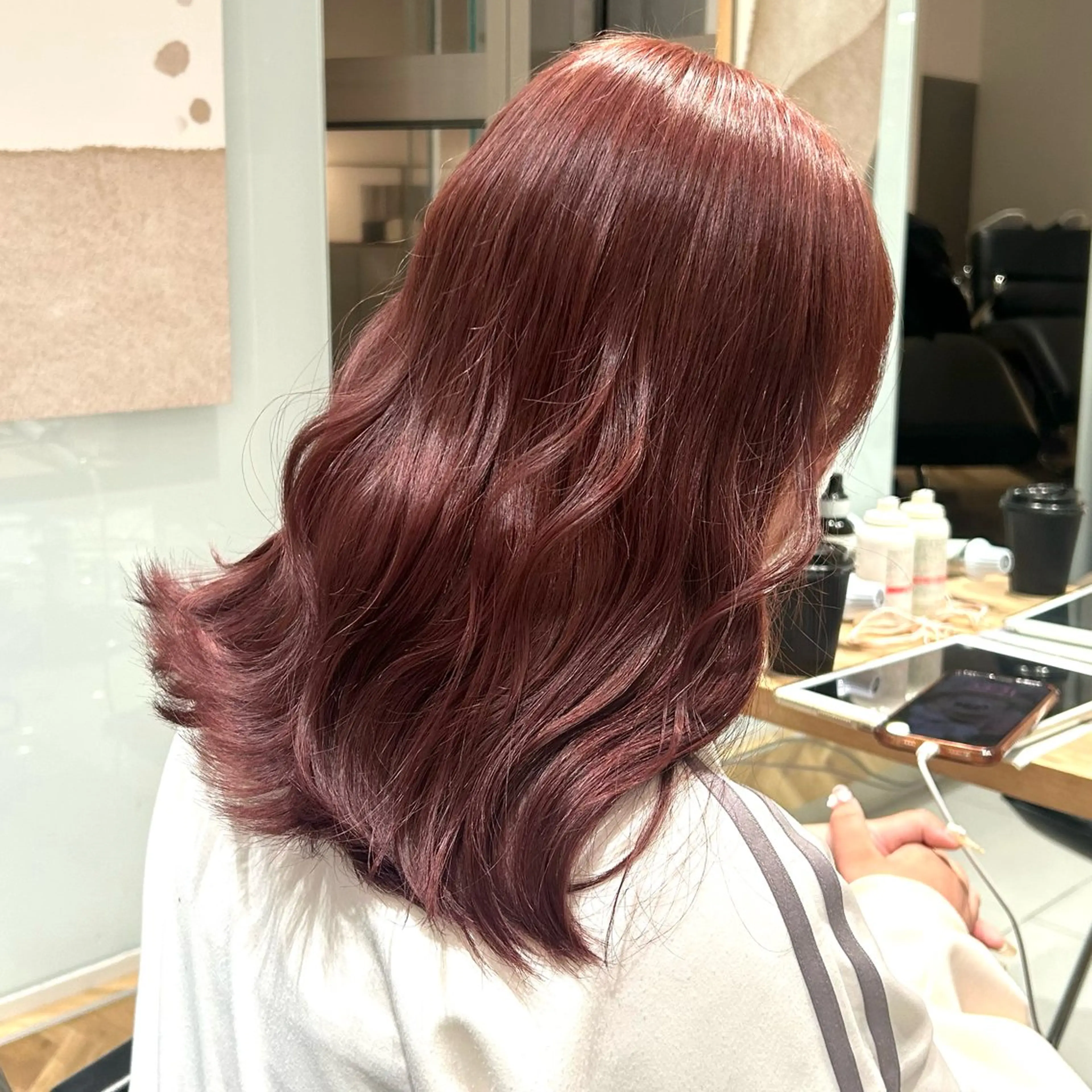 カラー ブリーチ ブラウンカラー ピンクカラー ヘアカラー ︎︎🌟韓国艶カラー ︎🌟璃奈 (ﾘﾅ)のヘアスタイル
