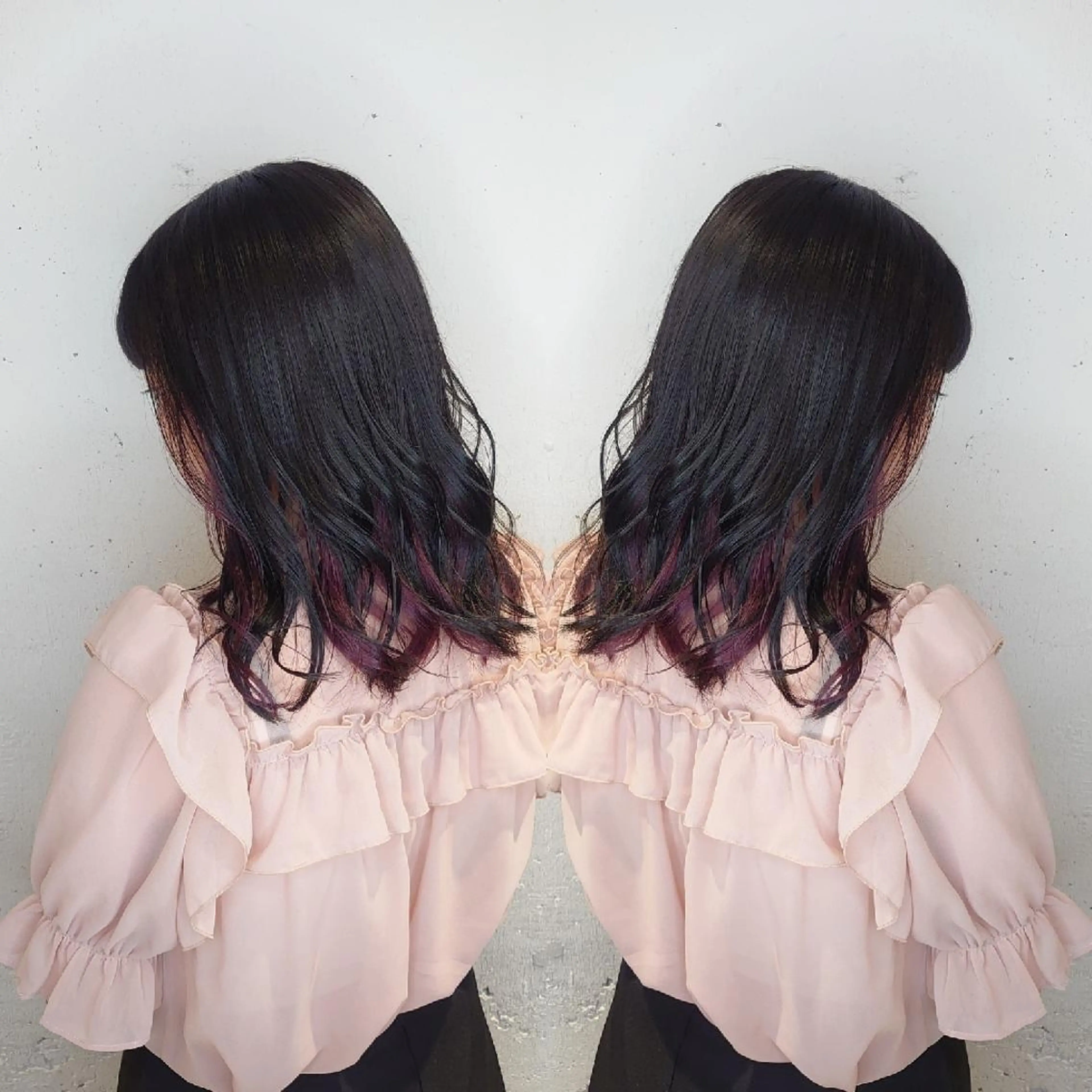 ミディアム カラー ボルドーカラー インナーカラー レッドカラー E Komo hair所属・Wow❕E Komo hair 永井一輝のヘアスタイル