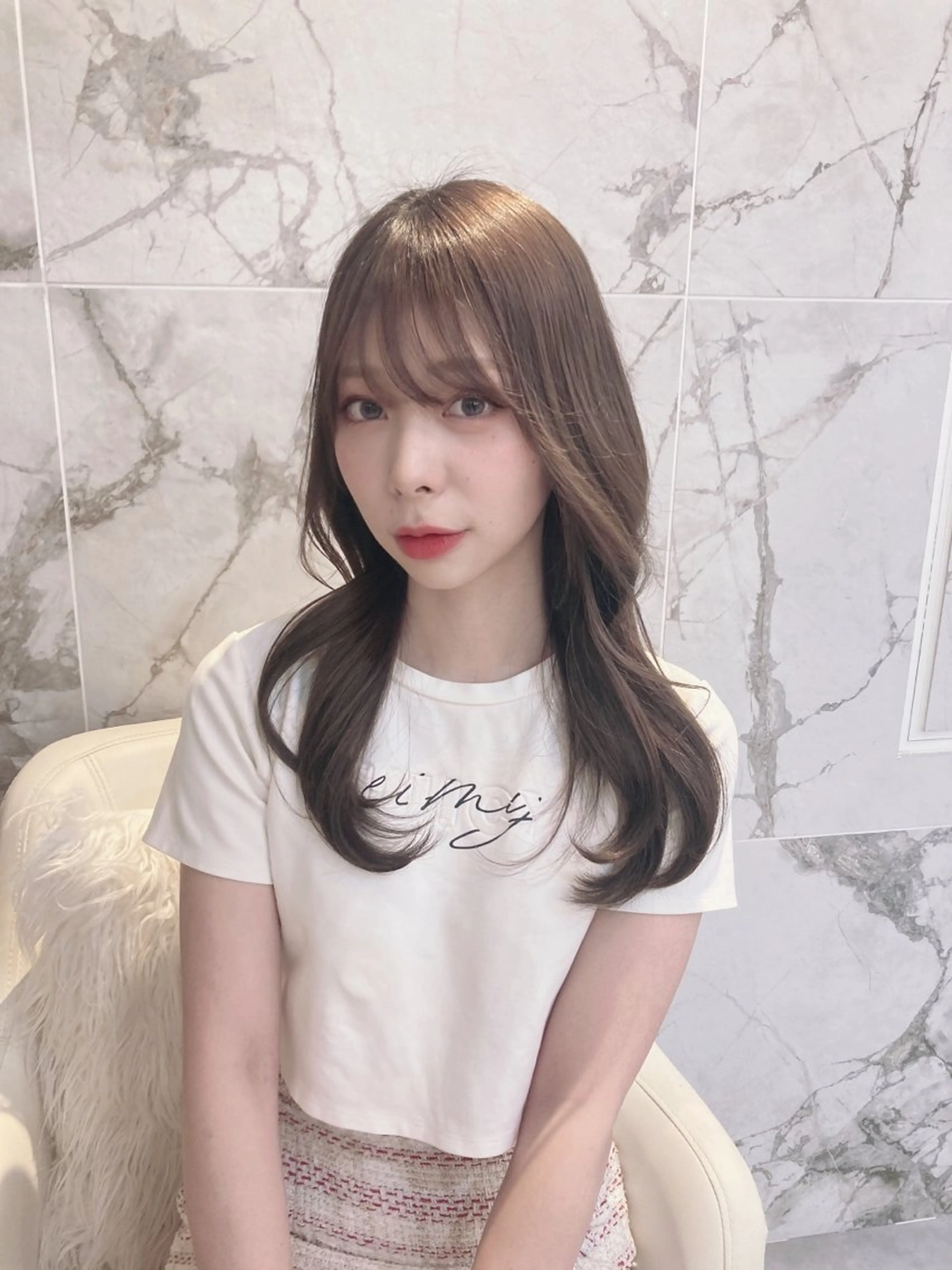 ロング ヘアアレンジ Press.salon所属・momochan🍑 透明感白玉カラー♡のヘアスタイル