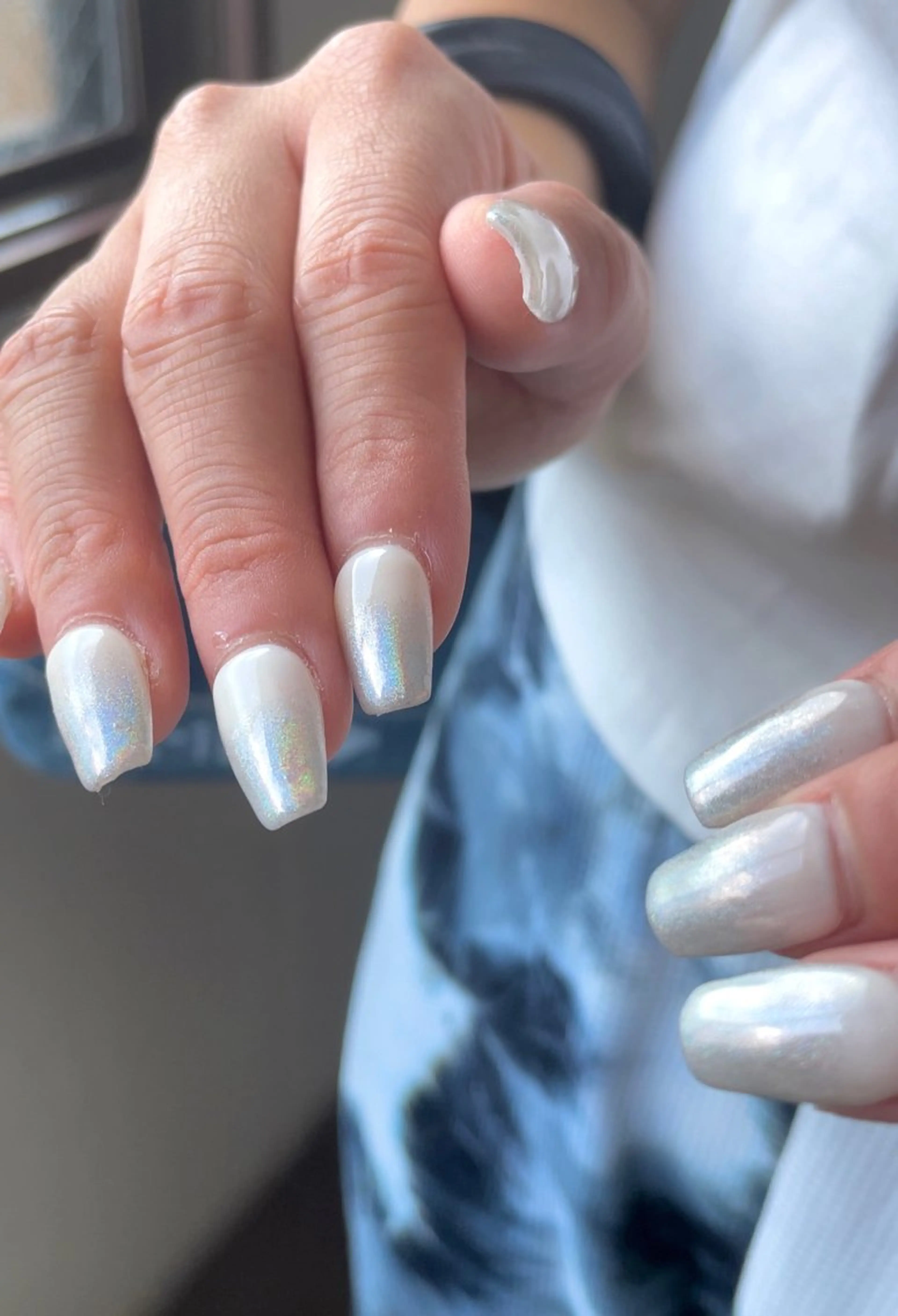 ネイル 長さ出し グラデーション ミラーネイル ニュアンスネイル シンプルネイル Ri-e's nailのネイルデザイン