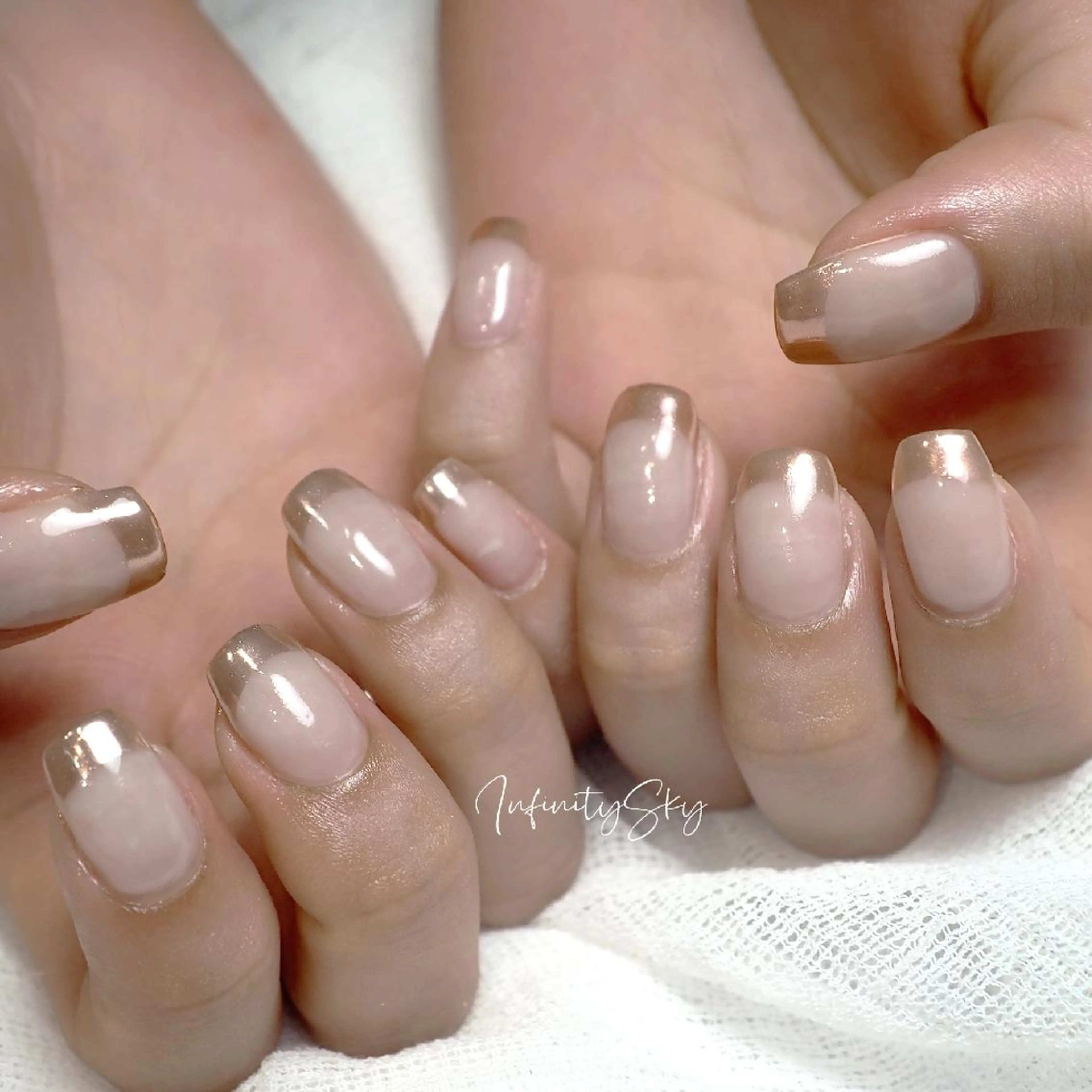ネイル フレンチネイル ミラーネイル シンプルネイル infinity skyのネイルデザイン