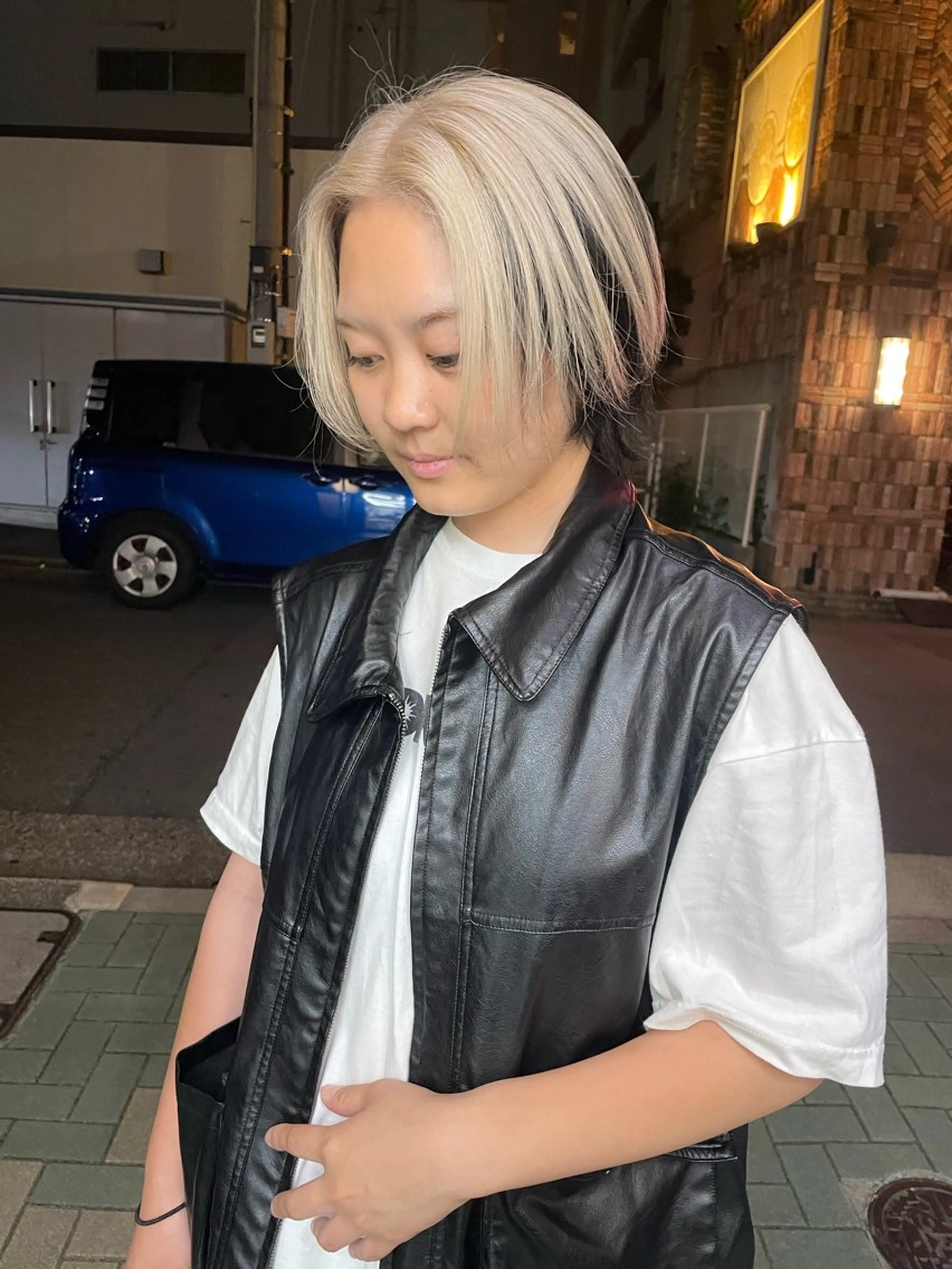 ミディアム カラー ヘアカラー トリートメント カットモデル/ ハイトーン/ゆうあのヘアスタイル