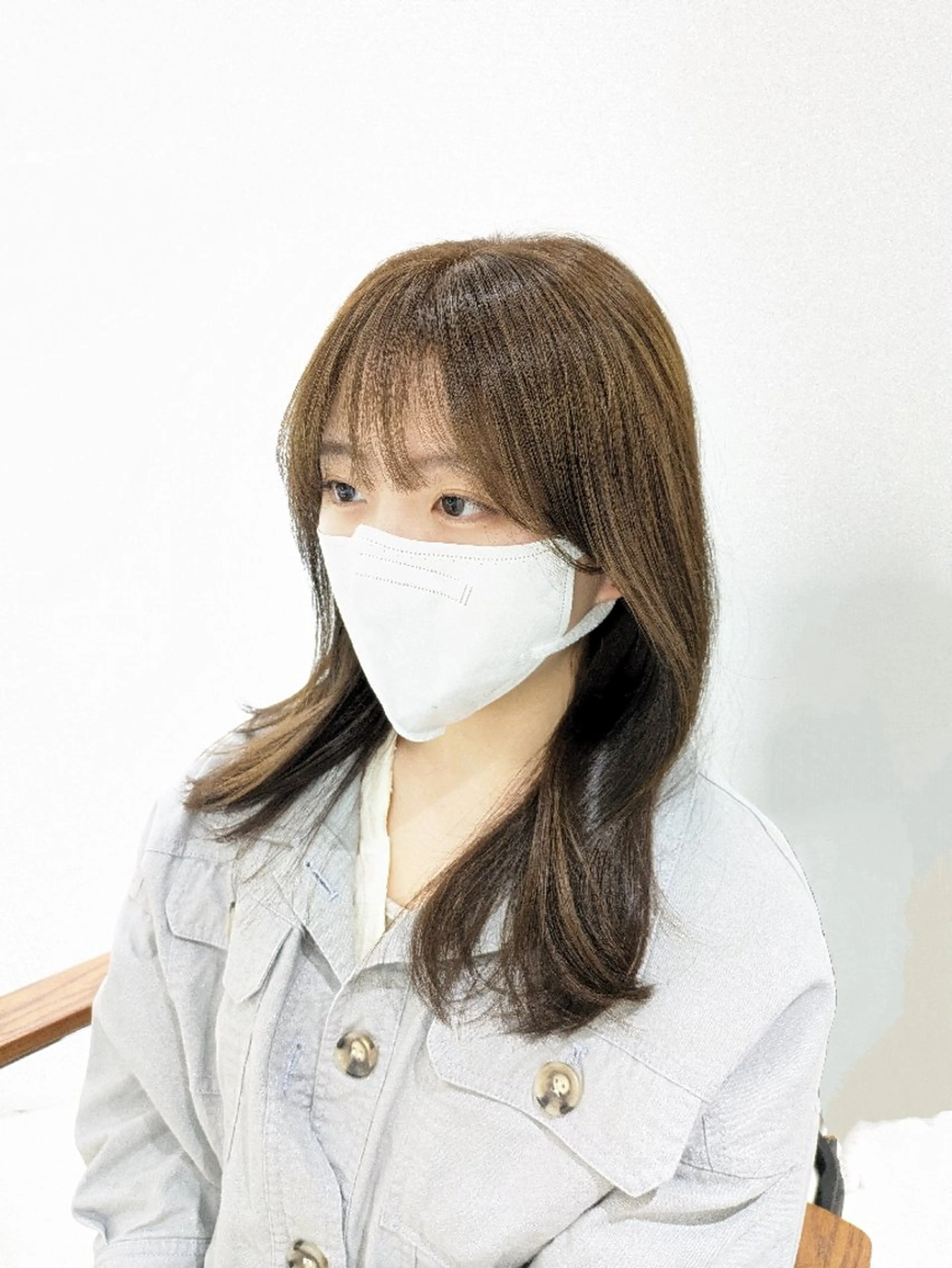 セミロング くびれヘア 顔まわりレイヤー 顔周りカット 韓国風ヘア レイヤーカット 韓国ヘア🇰🇷  メンズカット 猿川のヘアスタイル