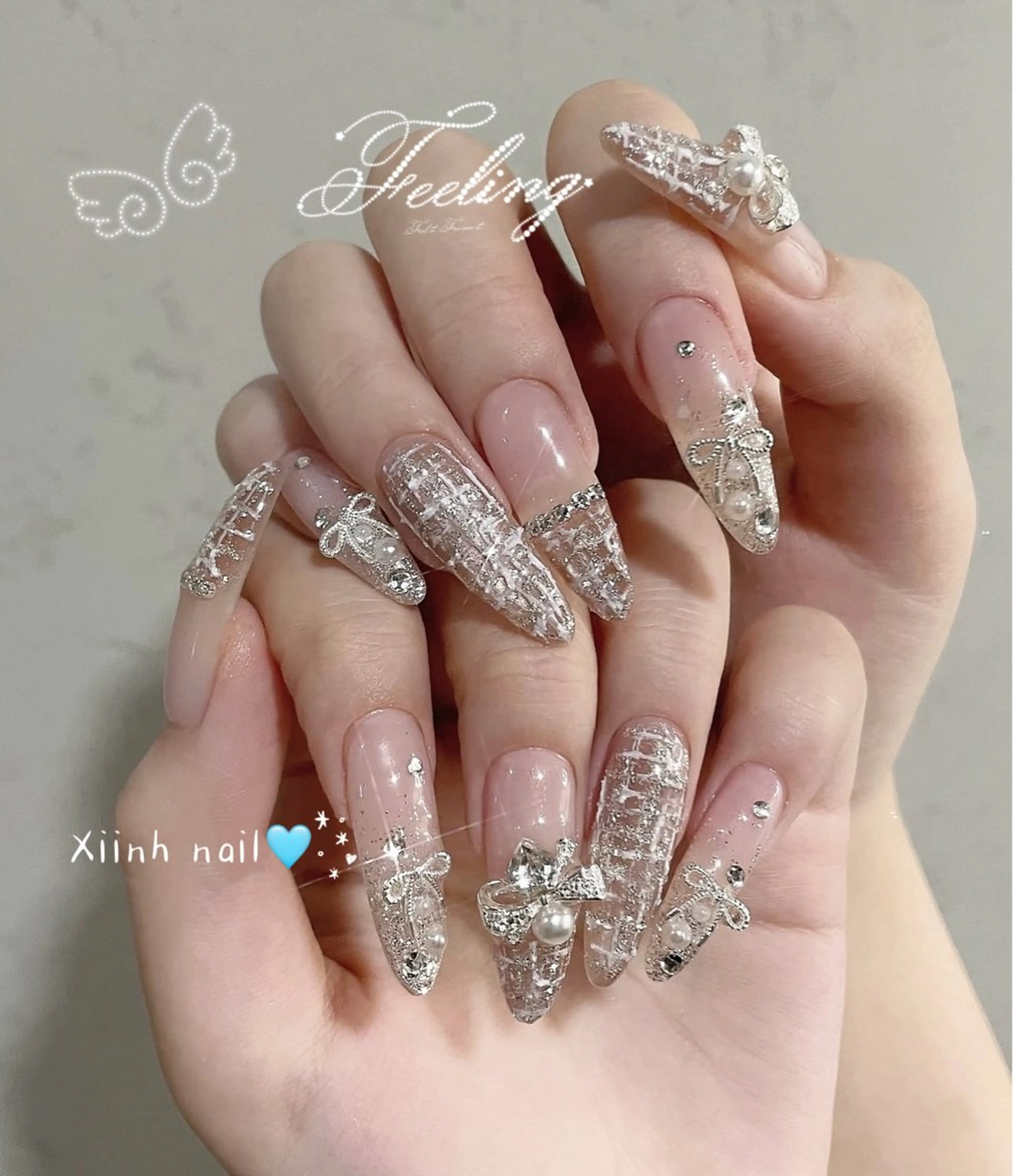 ネイル ブラウン チークネイル 桜ネイル 長さ出し フットネイル ハンドネイル XIINH NAIL SALONのネイルデザイン