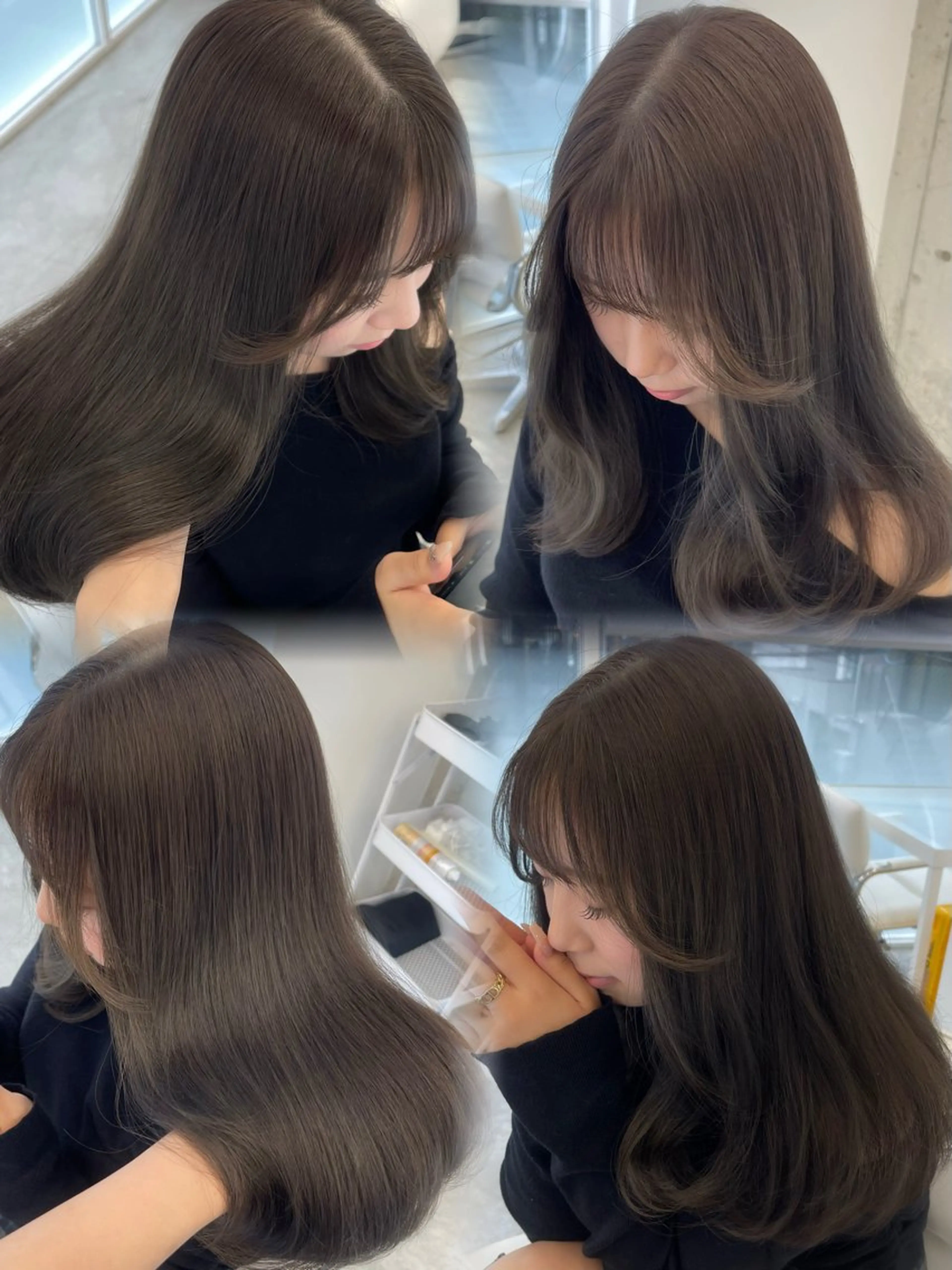 セミロング ケアカラー ヘアカラー きなみ いく🎀透明感カラーのヘアスタイル