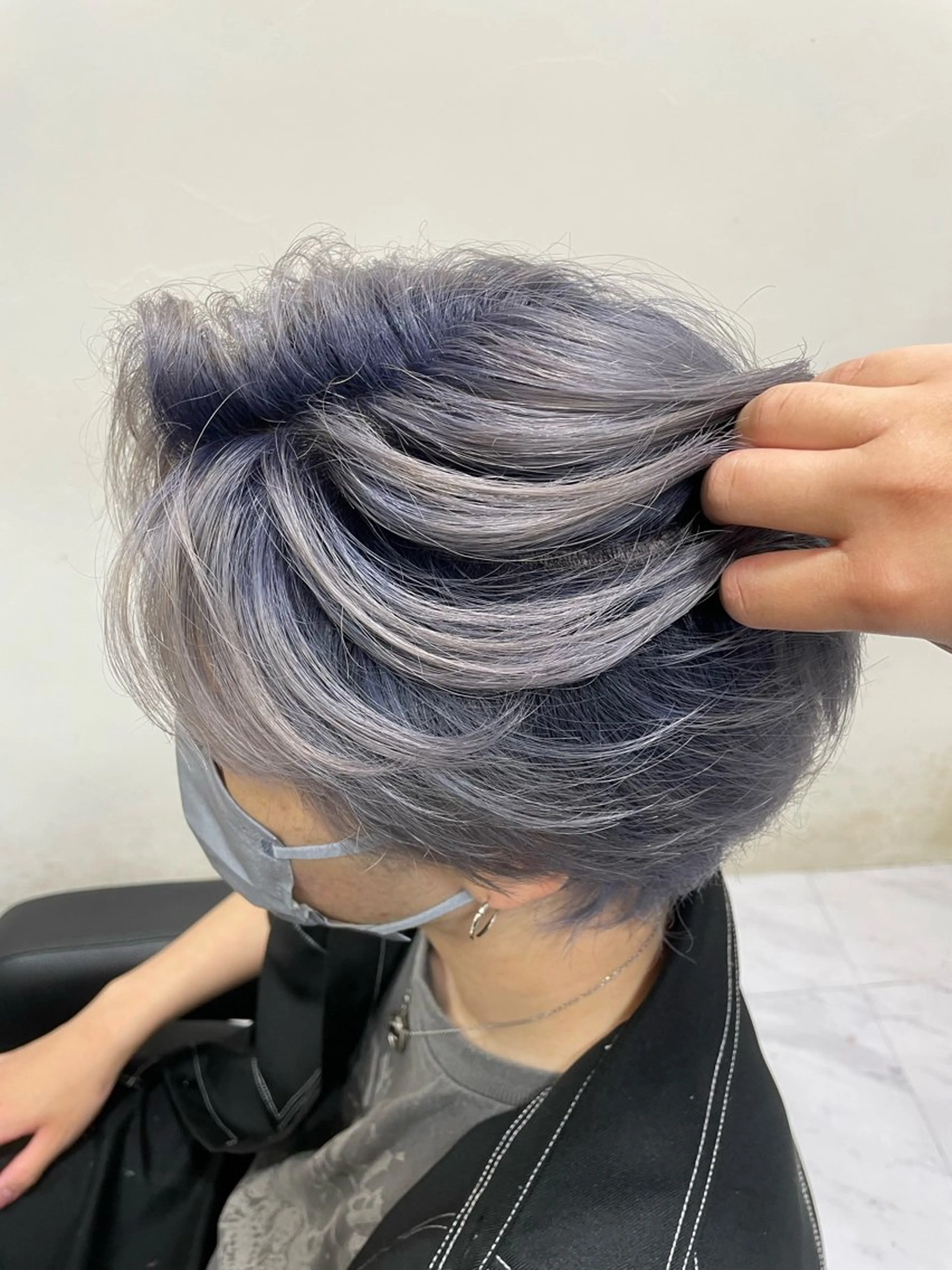 カラー メンズ ブルーカラー ブルーパープル カット ヘアカラー トリートメント 🐥くまがい💛 ダブルカラー／パーマのヘアスタイル