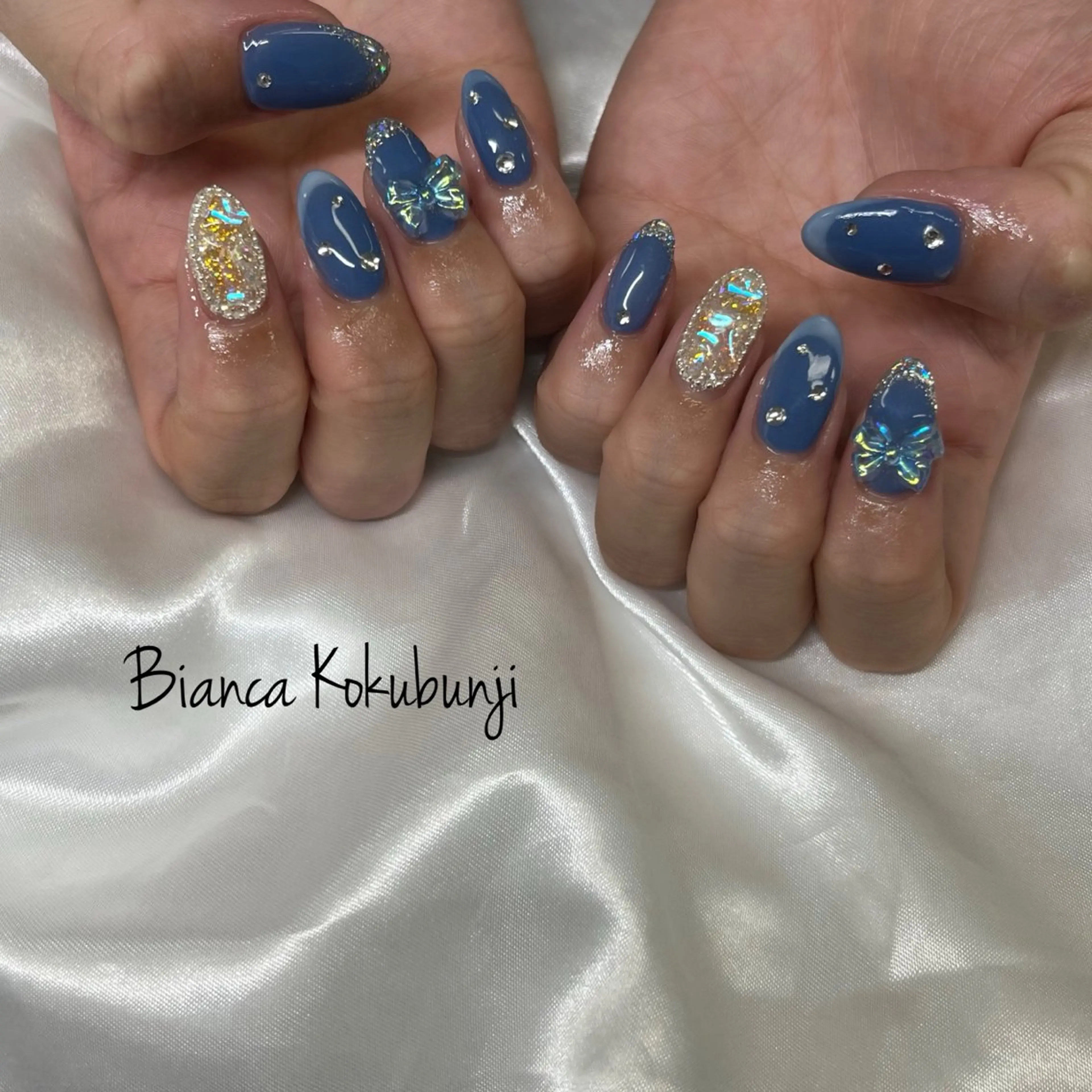 ネイル ブルー 夏ネイル ハンドネイル Bianca☁国分寺 🤍店長/黒木愛美のネイルデザイン