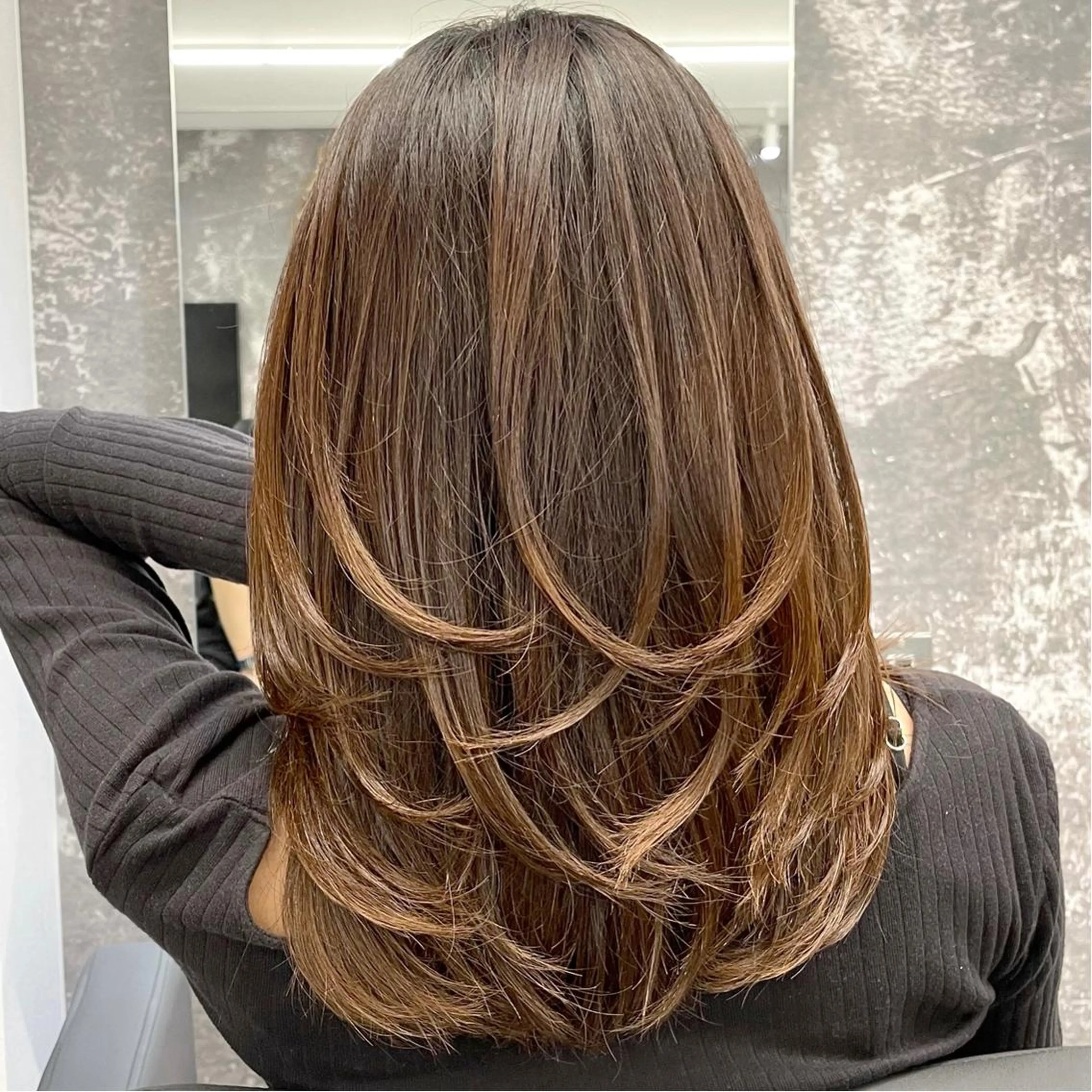 ミディアム 外国人風カラー ハイライト レイヤーカット アンドウ ユウ/ レイヤーカット/韓国のヘアスタイル