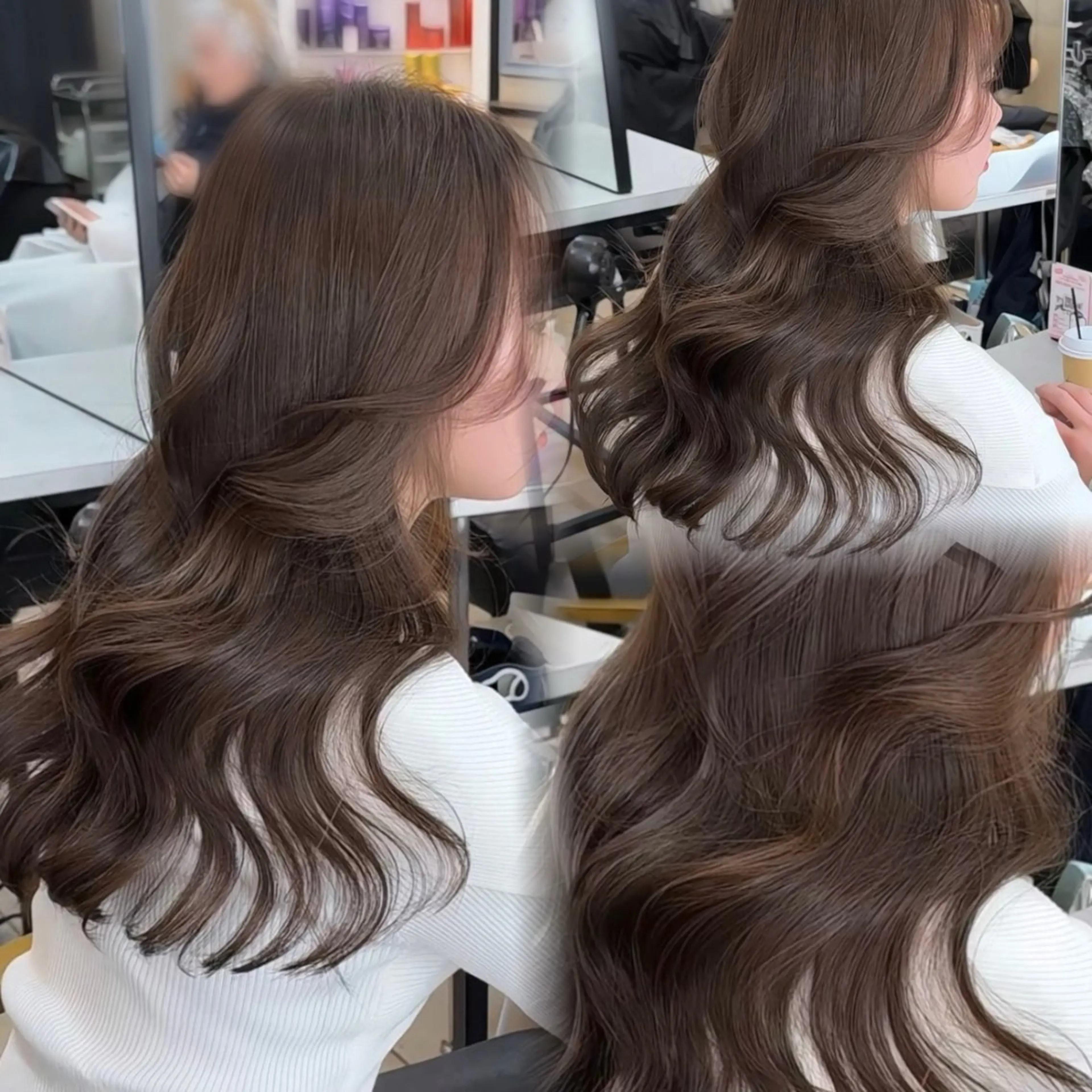 ロング カット ヘアカラー トリートメント 韓国ヘア🤍🇰🇷 ‪🫶🏻吉満のヘアスタイル
