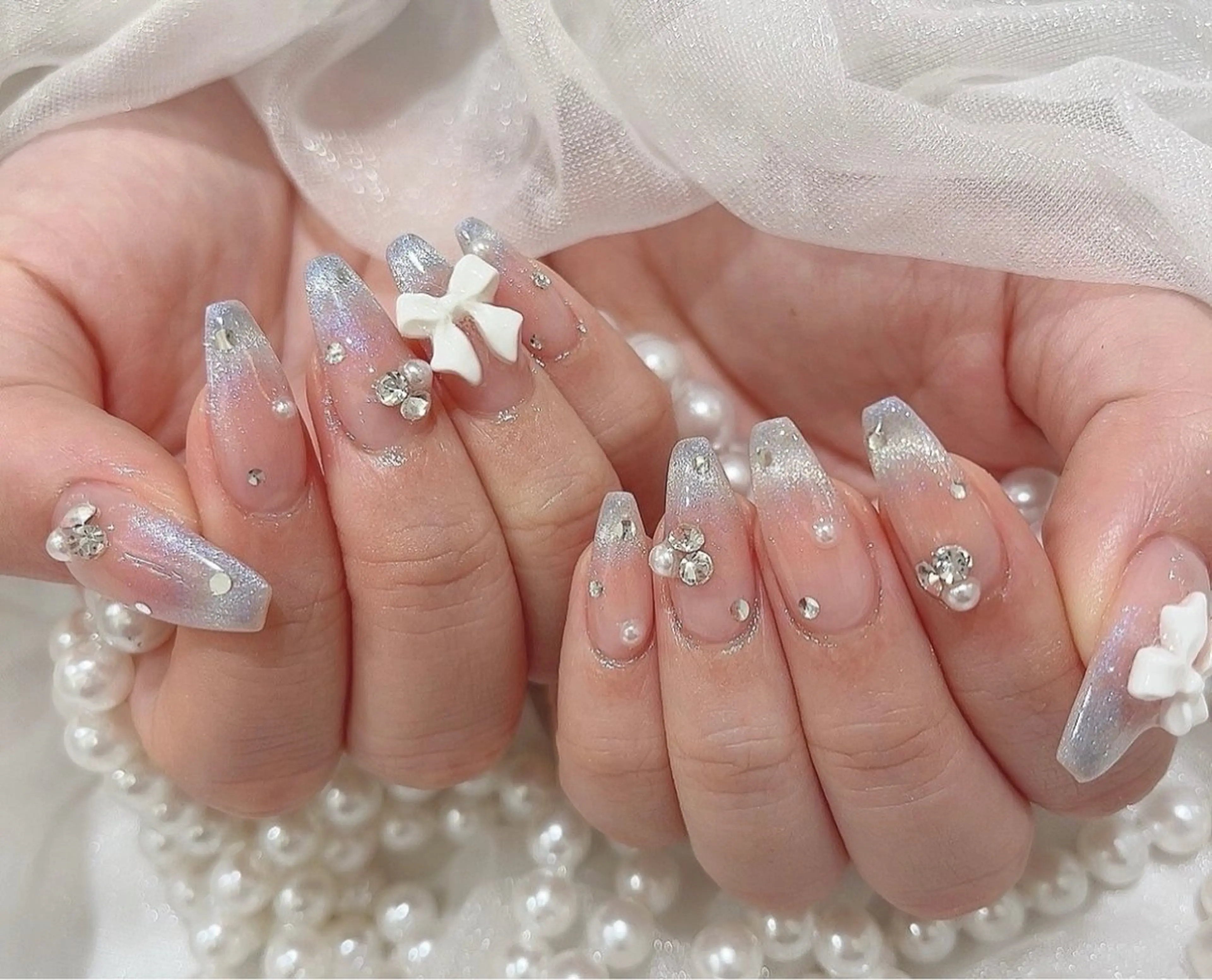 ネイル オーロラネイル チークネイル 長さ出し フットネイル フレンチネイル NaNa nailのネイルデザイン