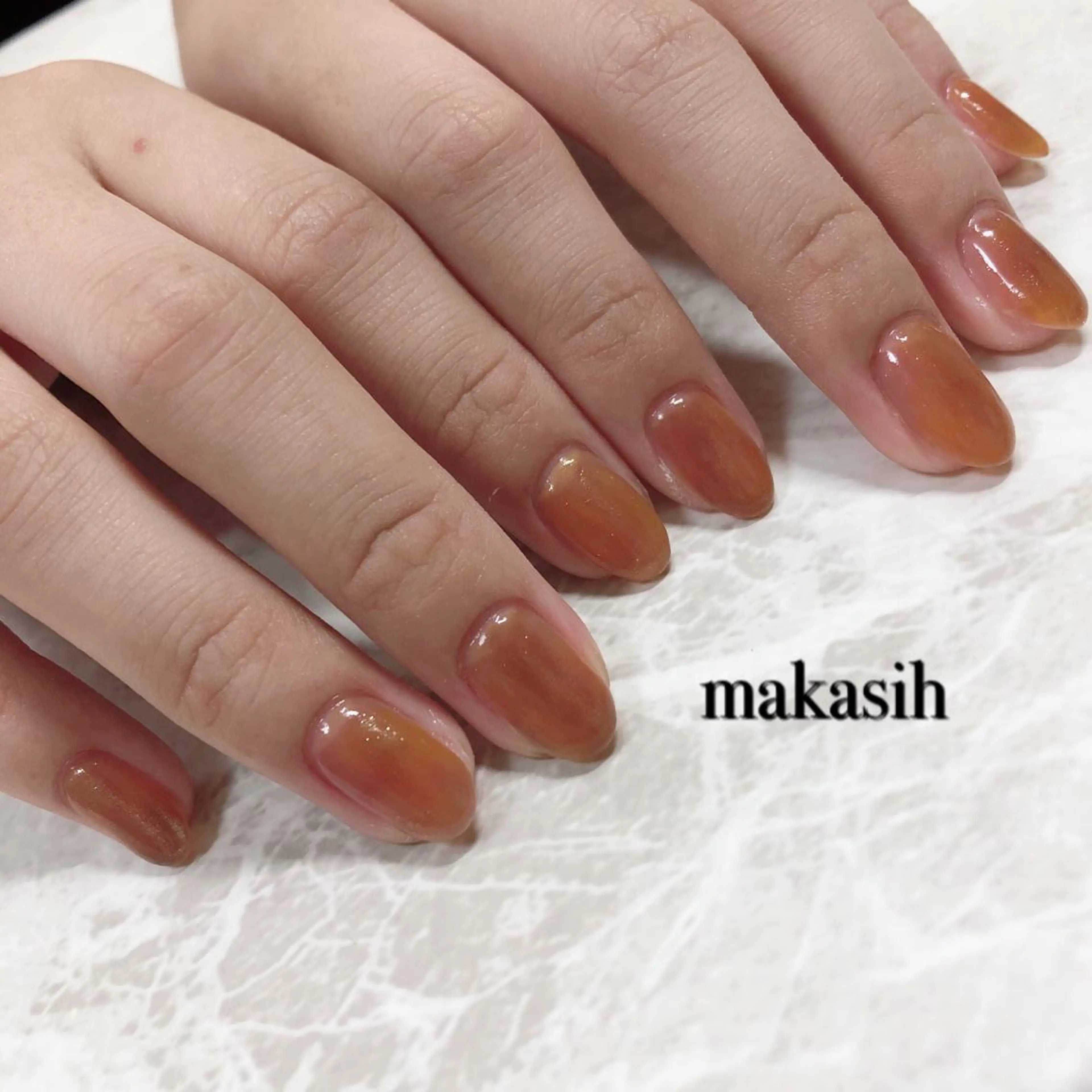 ネイル ブラウン ミラーネイル オレンジ シンプルネイル 濱田 美菜子のエステ・リラクイメージ