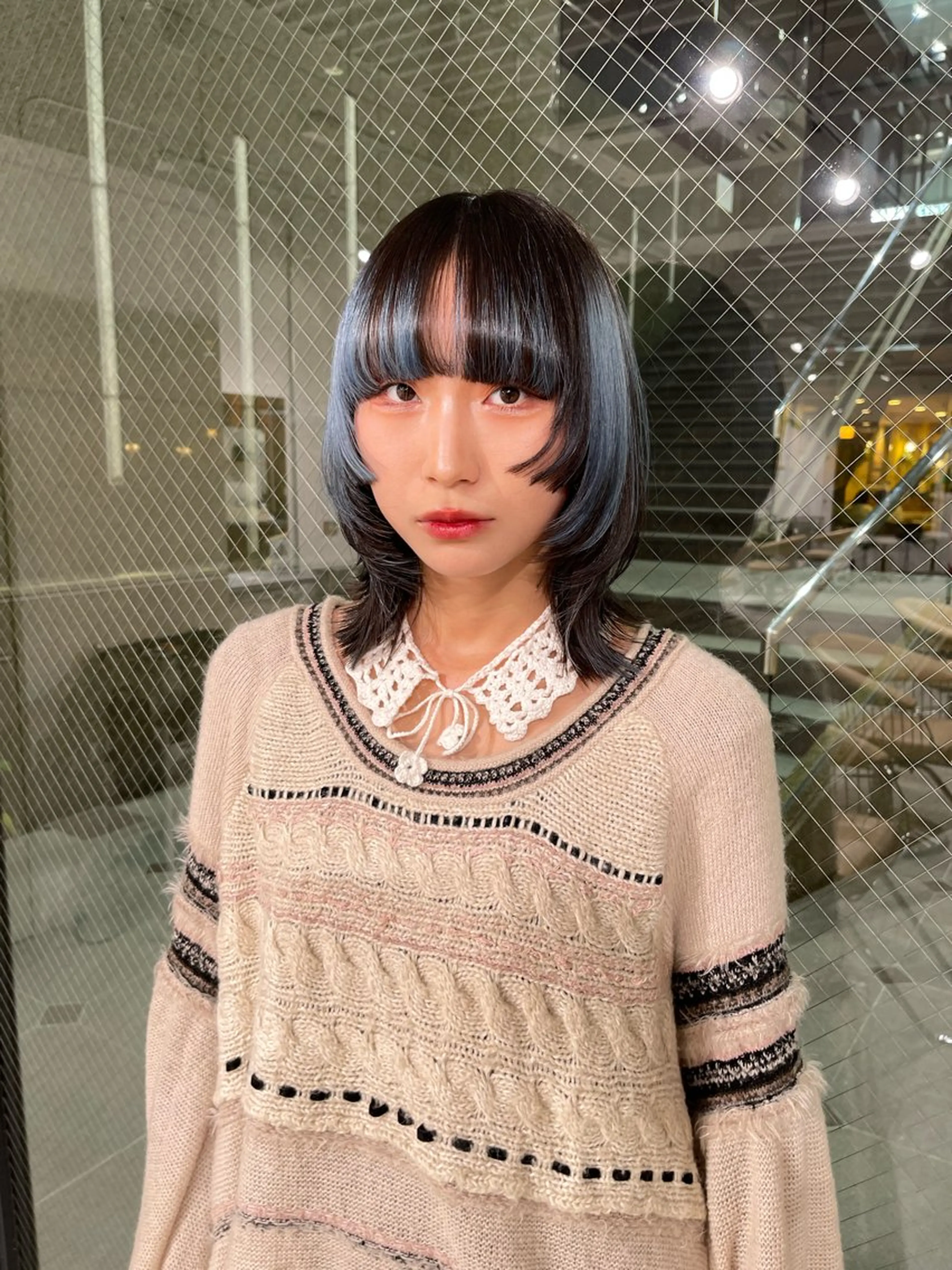 ミディアム カラー ブルーカラー ウルフカット ヘアカラー カラーモデル/矢野 貴規のヘアスタイル
