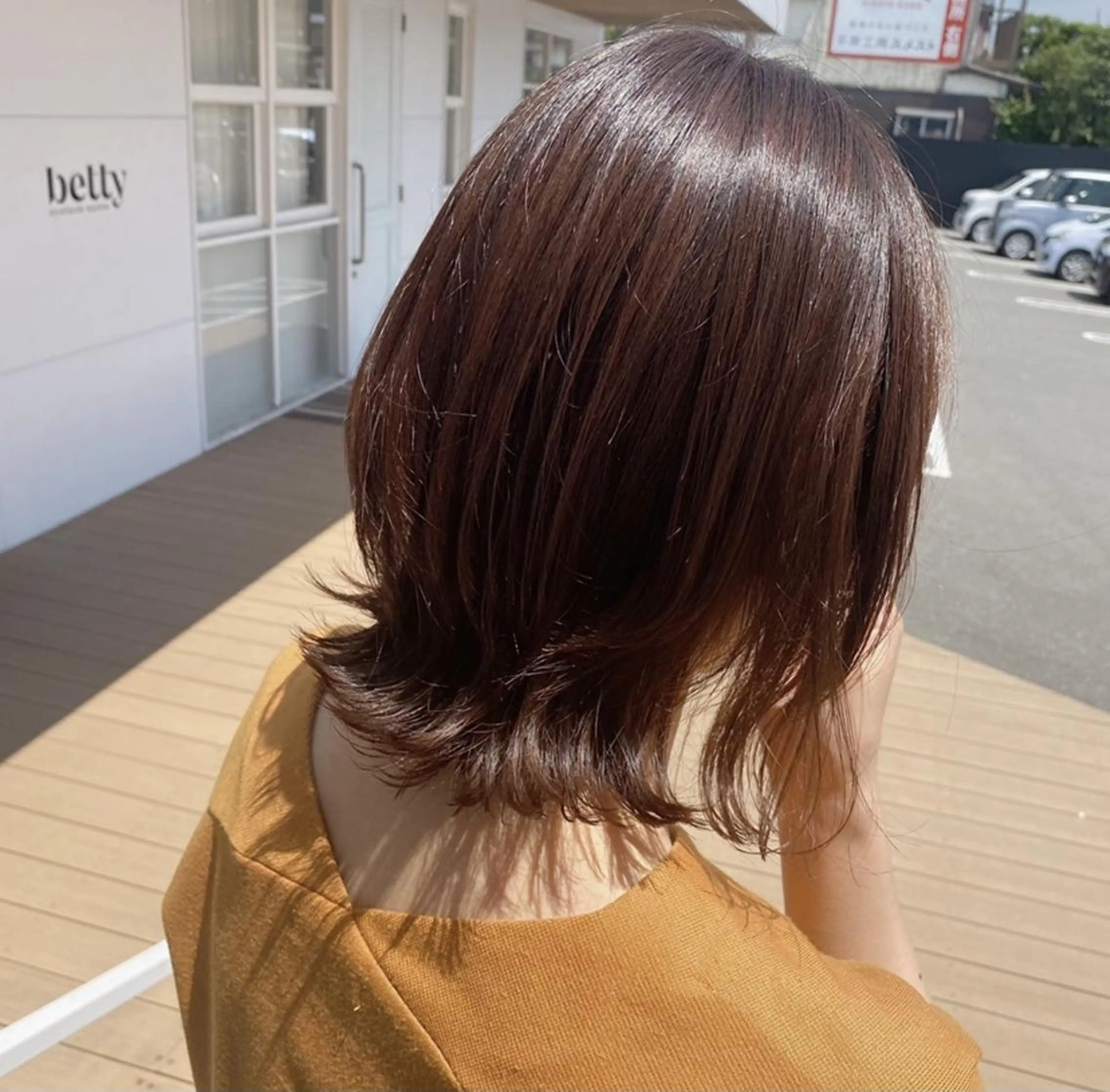 ミディアム カラー ベージュカラー ピンクカラー ピンクベージュ カノエ大濠店 MIZUKIのヘアスタイル