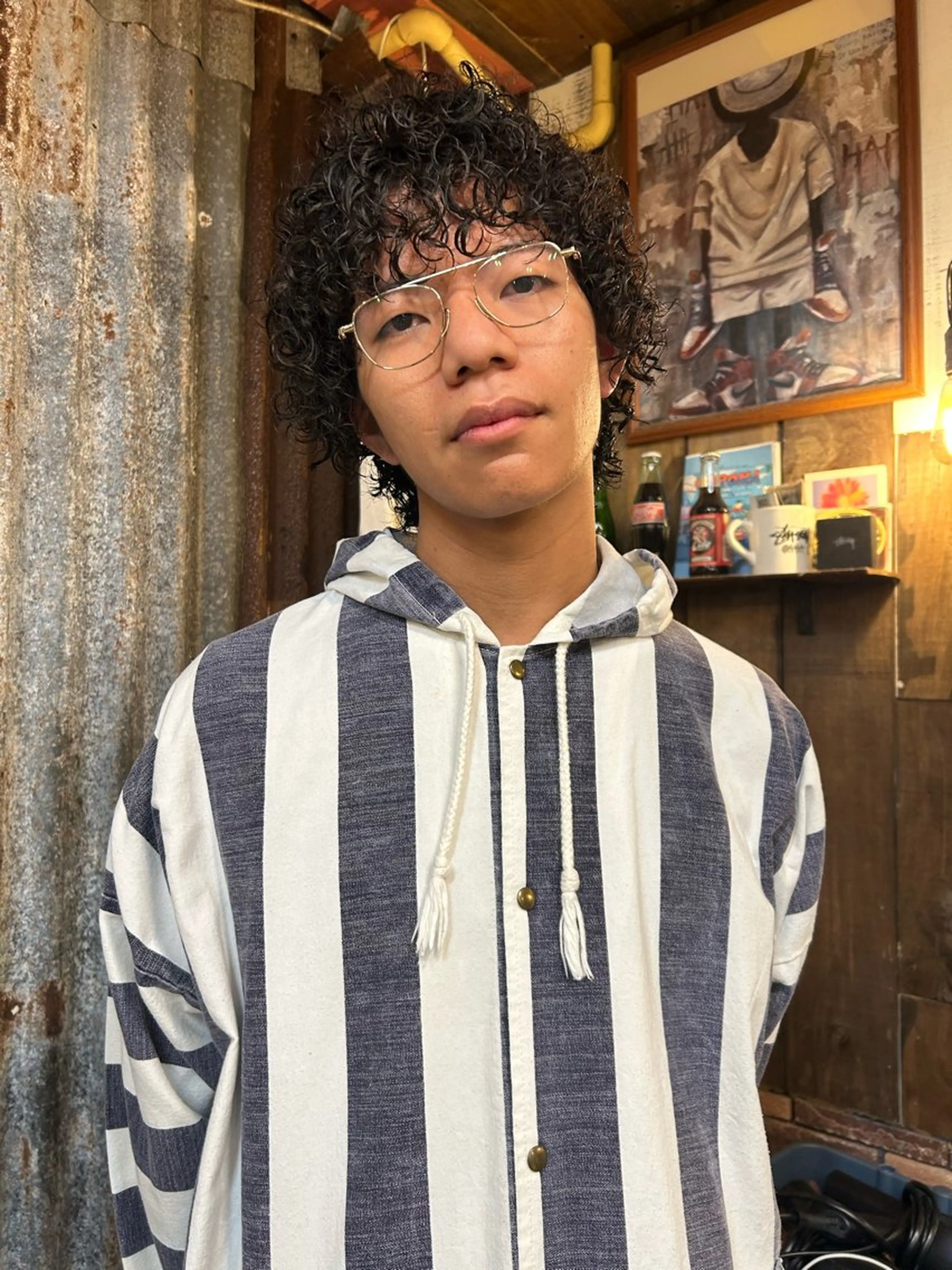 パーマ メンズ カット パーマ トリートメント 心斎橋 スパイラルパーマ和真のヘアスタイル