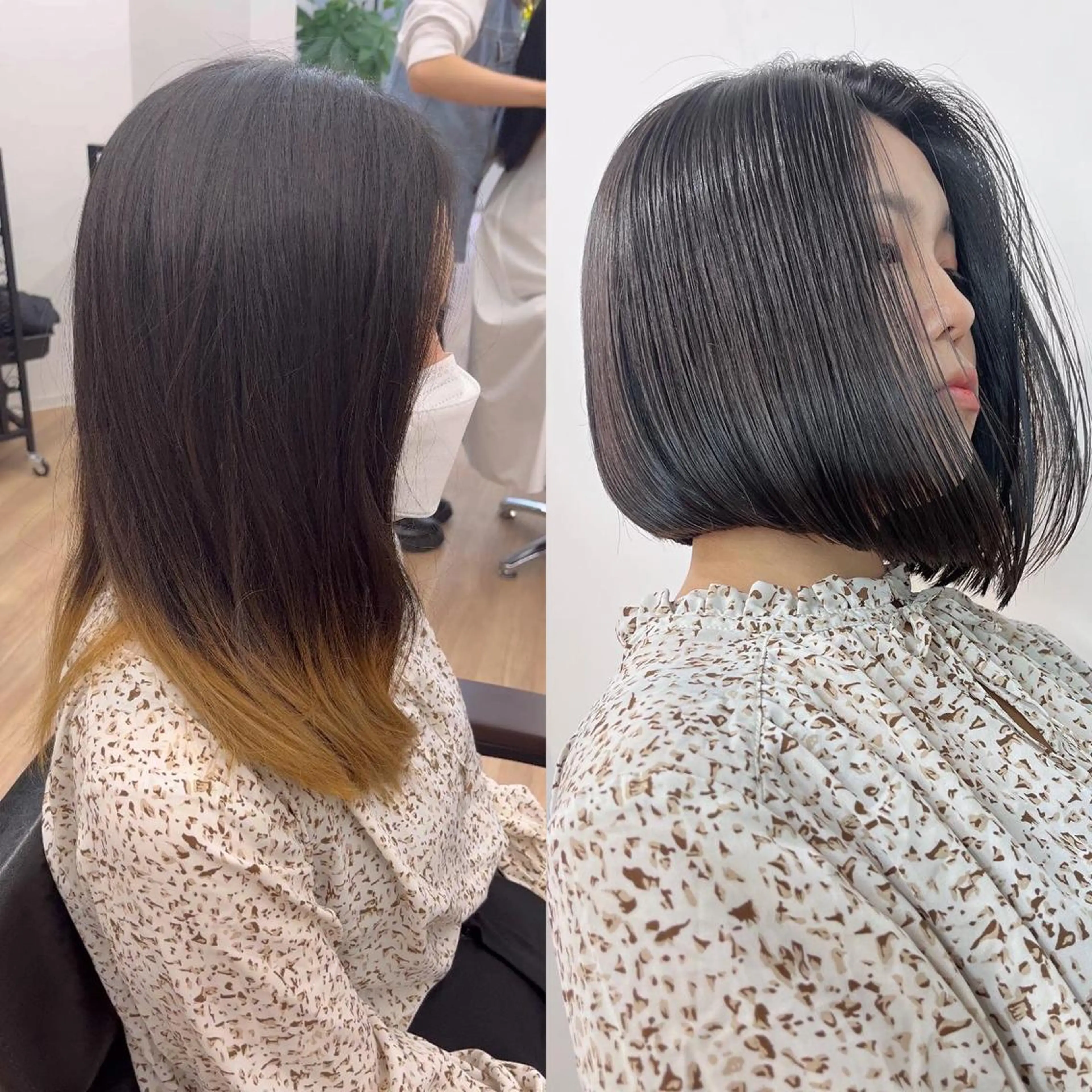 ショート カラー 黒髪 ブルーカラー ブルーブラック インナーカラー くせ毛 カット ヘアカラー トリートメント 透明感×髪質改善🧸 韓国ヘア　武田涼のヘアスタイル