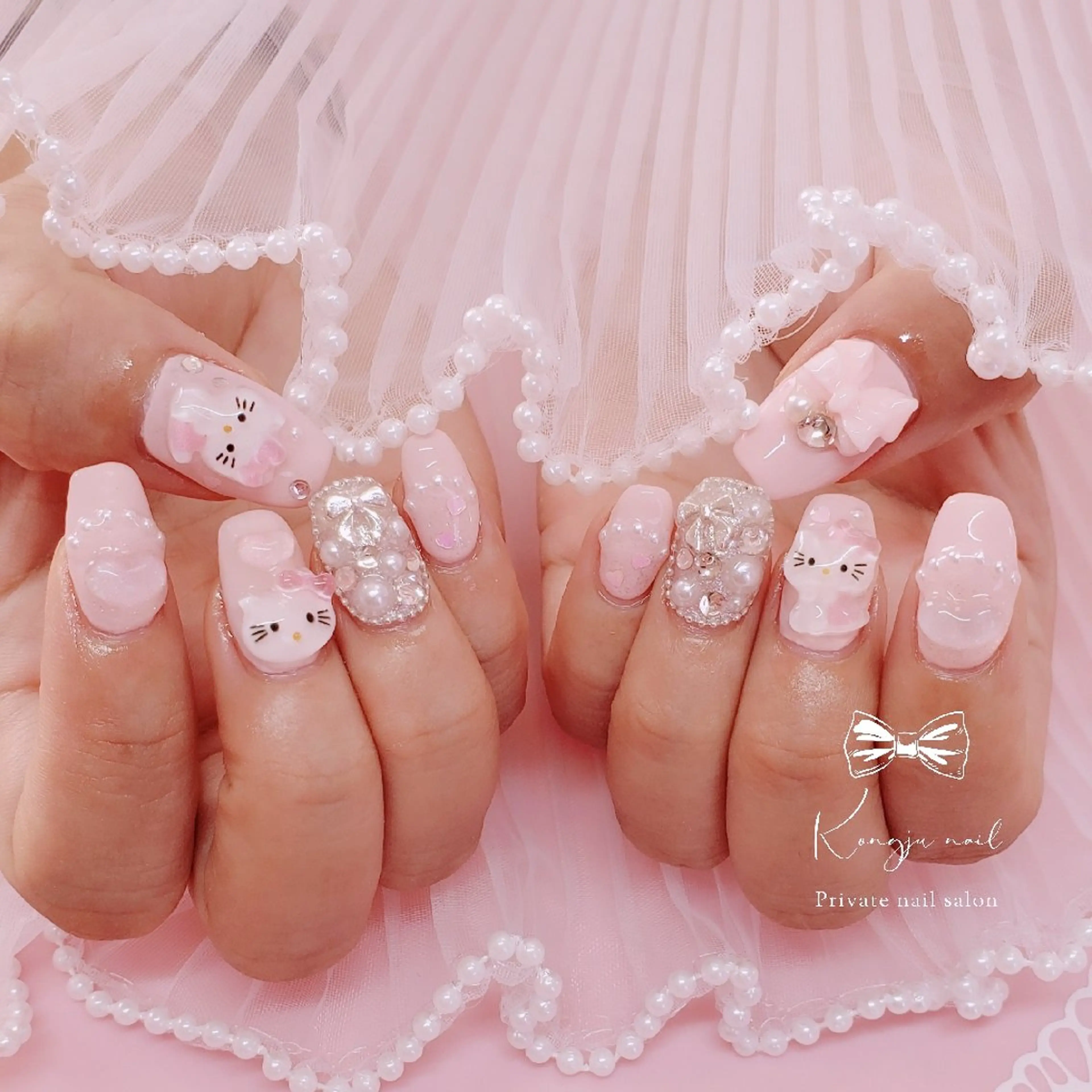 ネイル 持ち込み ストーンネイル ハンドネイル Kongju  nailのネイルデザイン