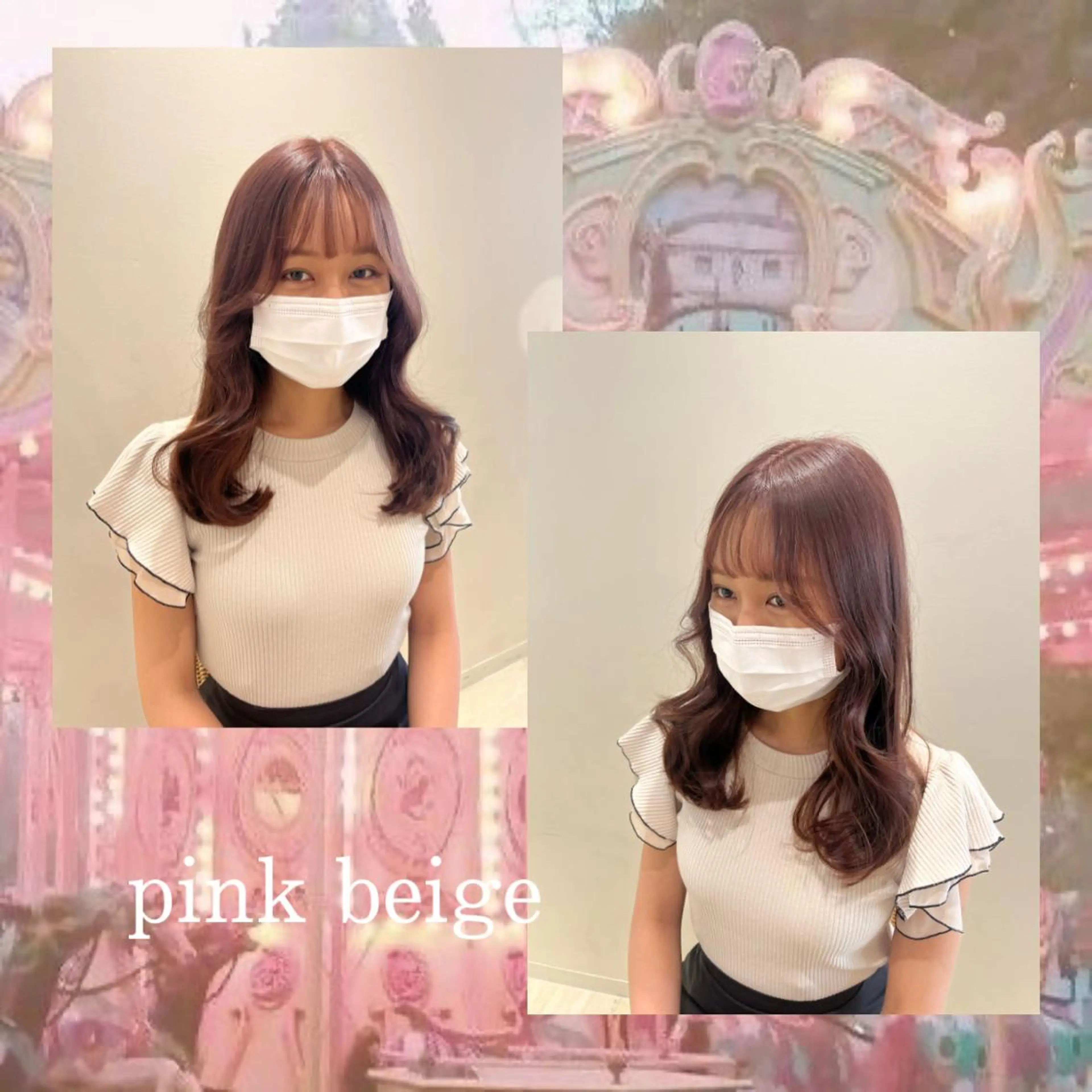 セミロング カラー ヘアアレンジ ベージュカラー 透明感カラー ハイトーンカラー ピンクカラー ピンクベージュ ヘアカラー トリートメント eN°byyoureshair所属・🎀若者人気No.1 湯川響🎀のヘアスタイル