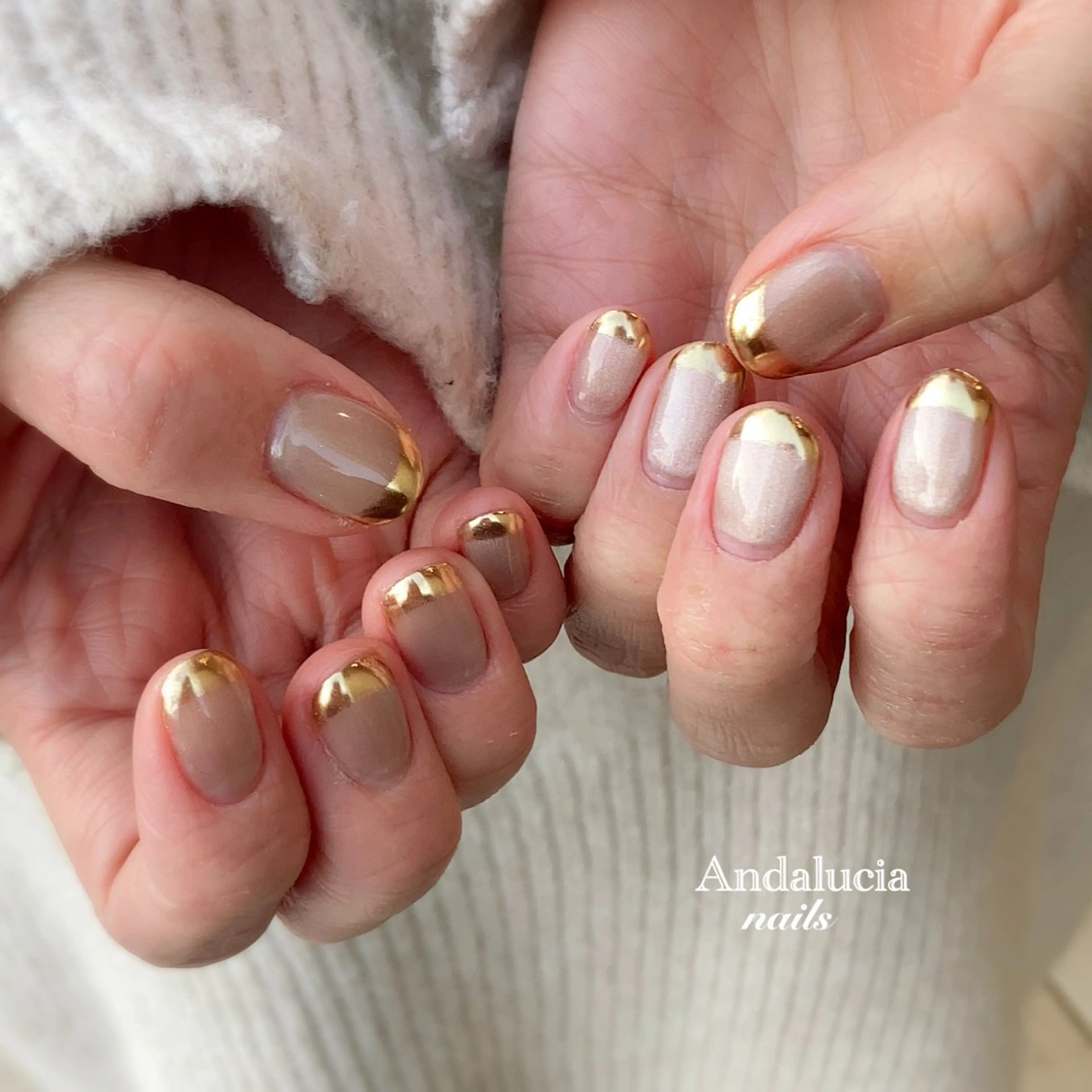 ネイル フレンチネイル マグネットネイル ミラーネイル Andalucia nailsのネイルデザイン