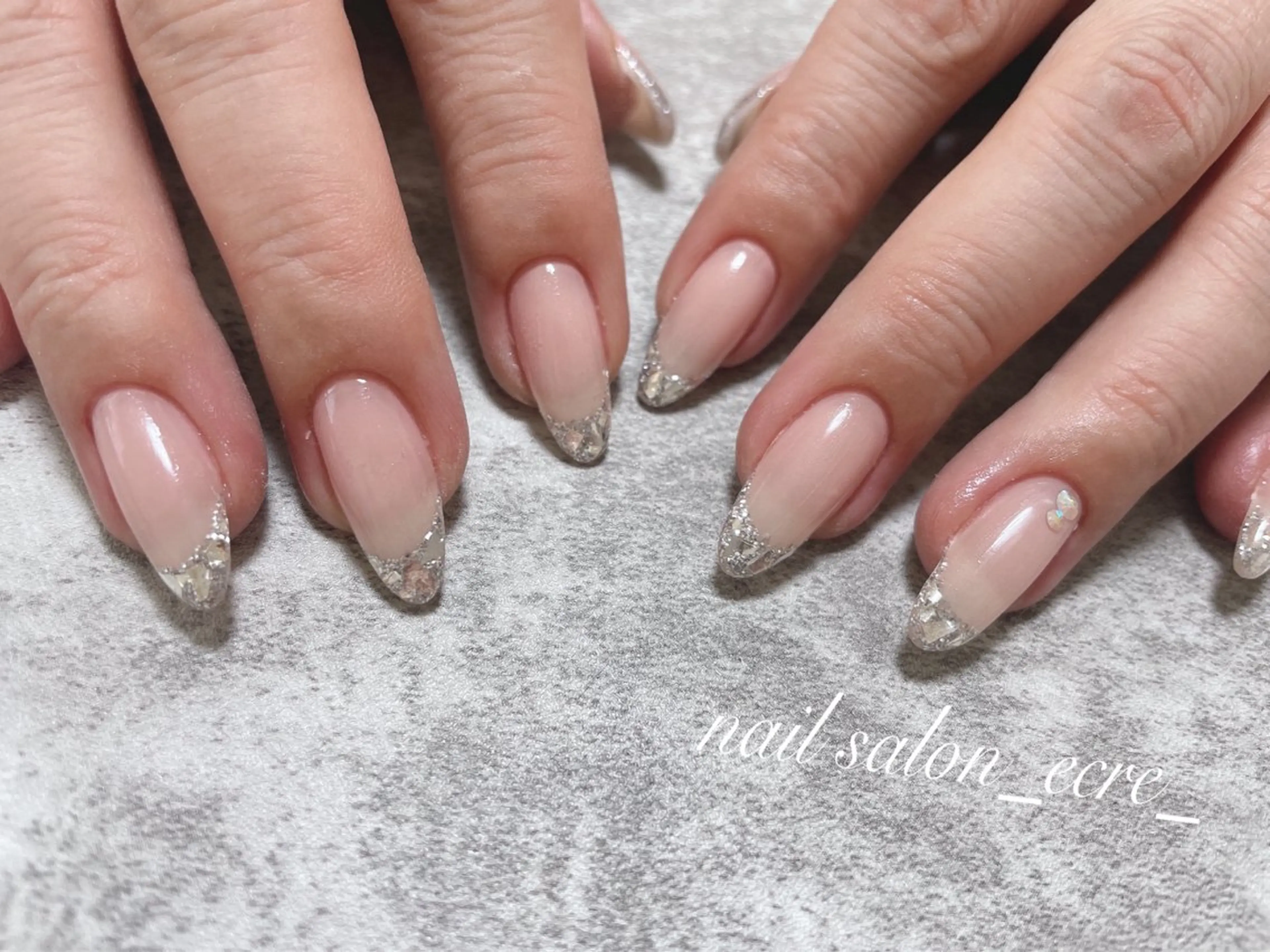 ネイル フレンチネイル ガラスフレンチ nail salon _ecre_のネイルデザイン