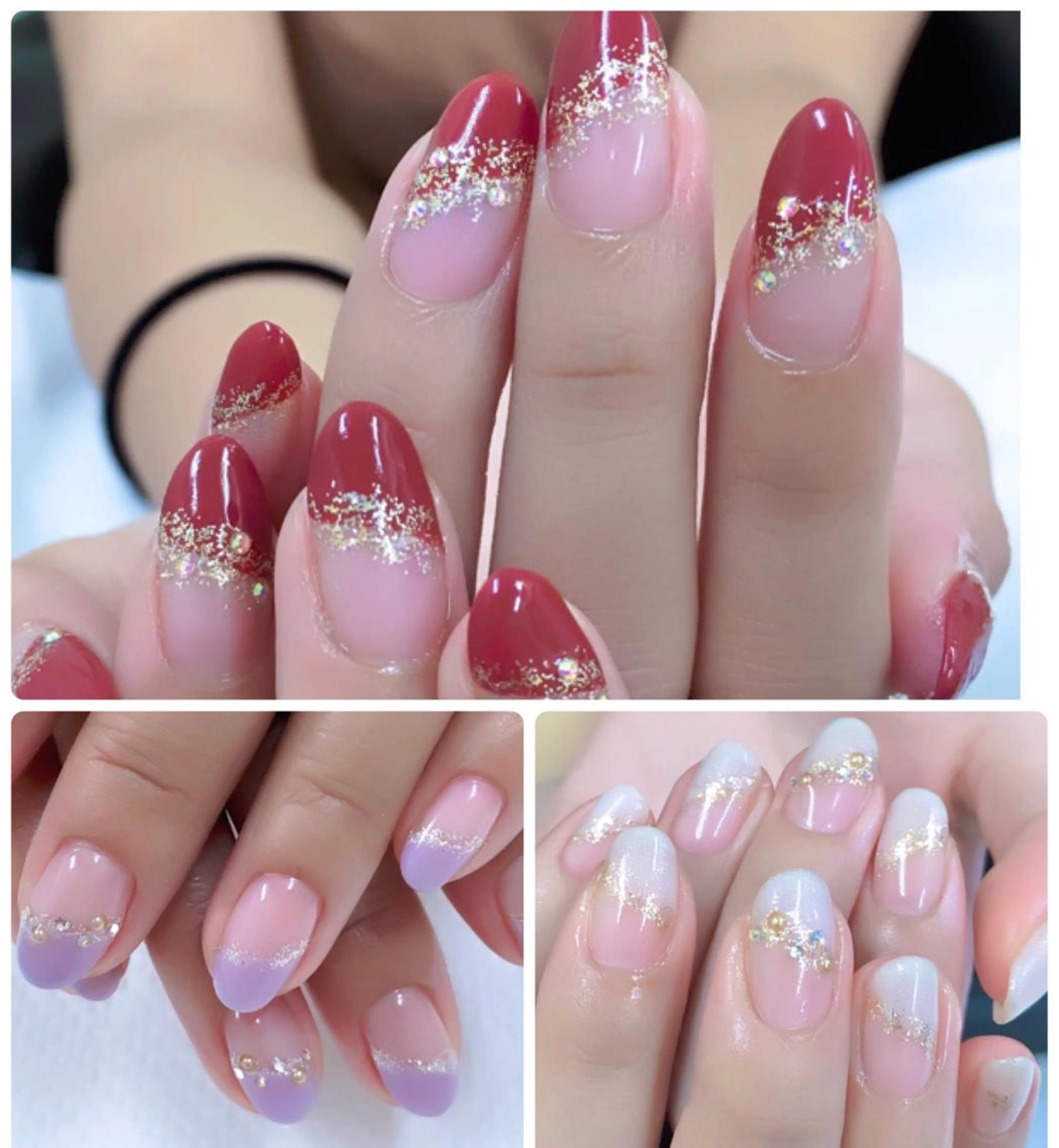 🌟大人かわいい🌟ななめフレンチ+ラメちらし🌟の写真