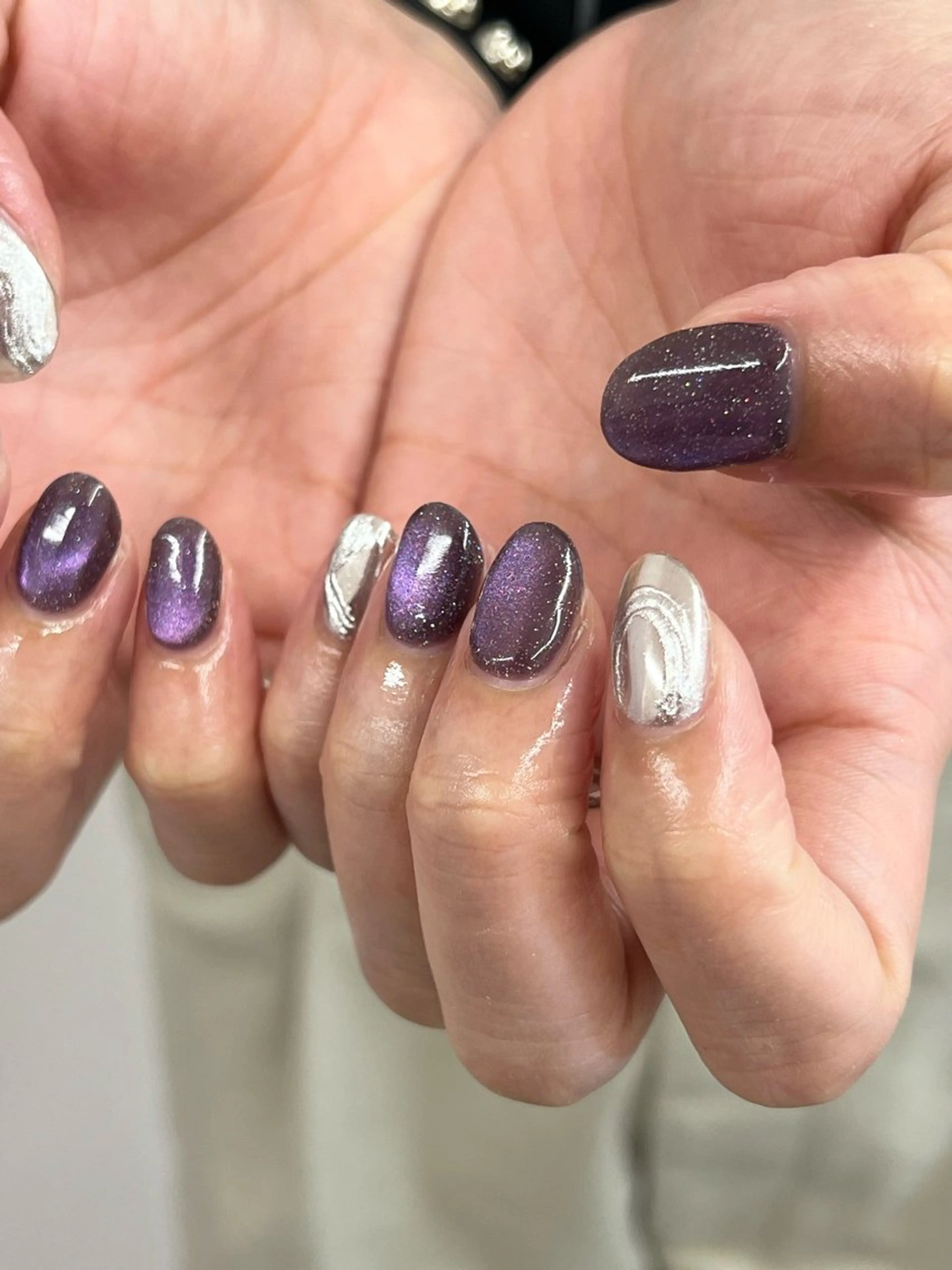 ネイル ジェルネイル マグネットネイル ニュアンスネイル パラジェル リボン ハンドネイル ハンドケア Bana_ Nailのネイルデザイン