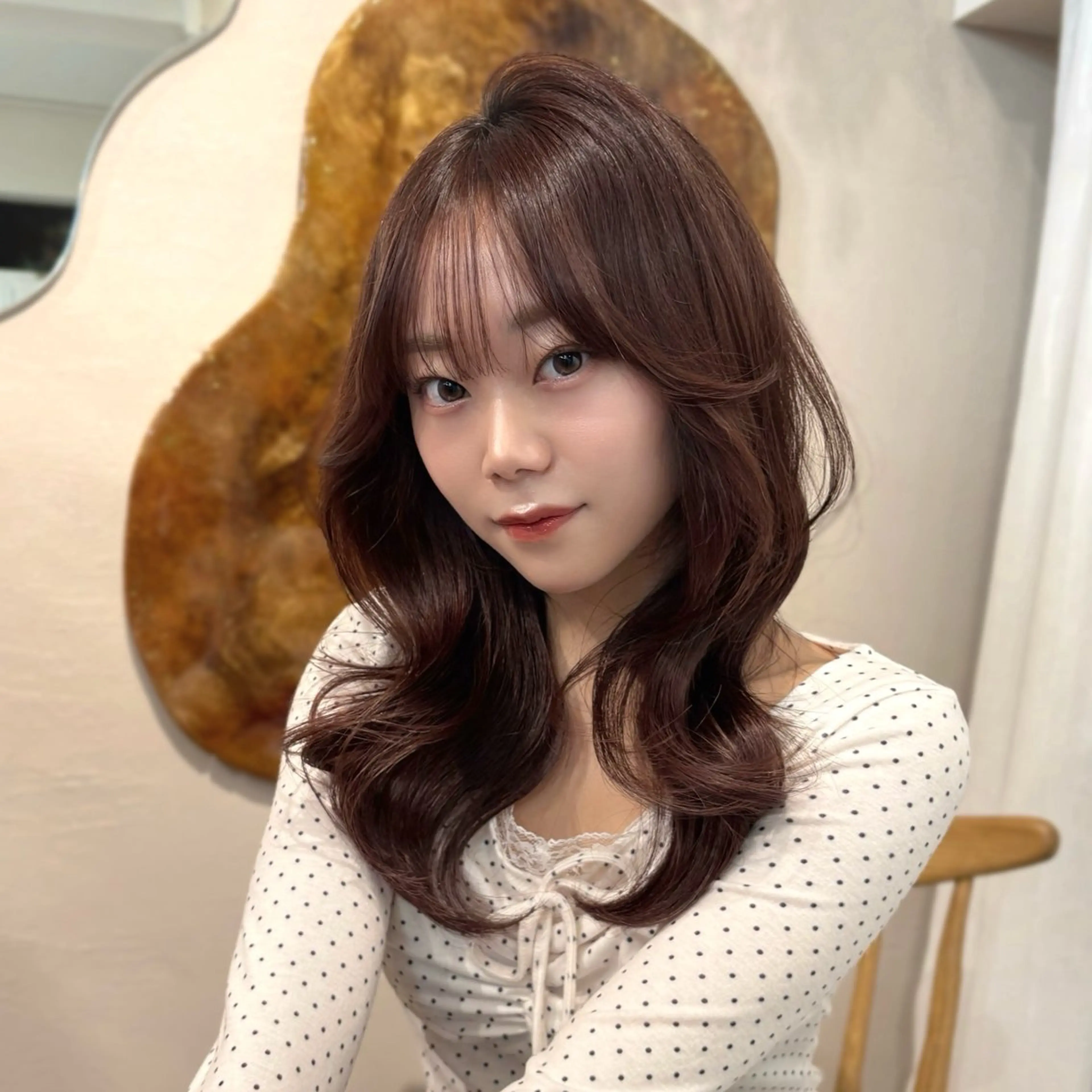 セミロング カラー カット ヘアカラー トリートメント 本格韓国ヘア🇰🇷 【uni】キューさんのヘアスタイル