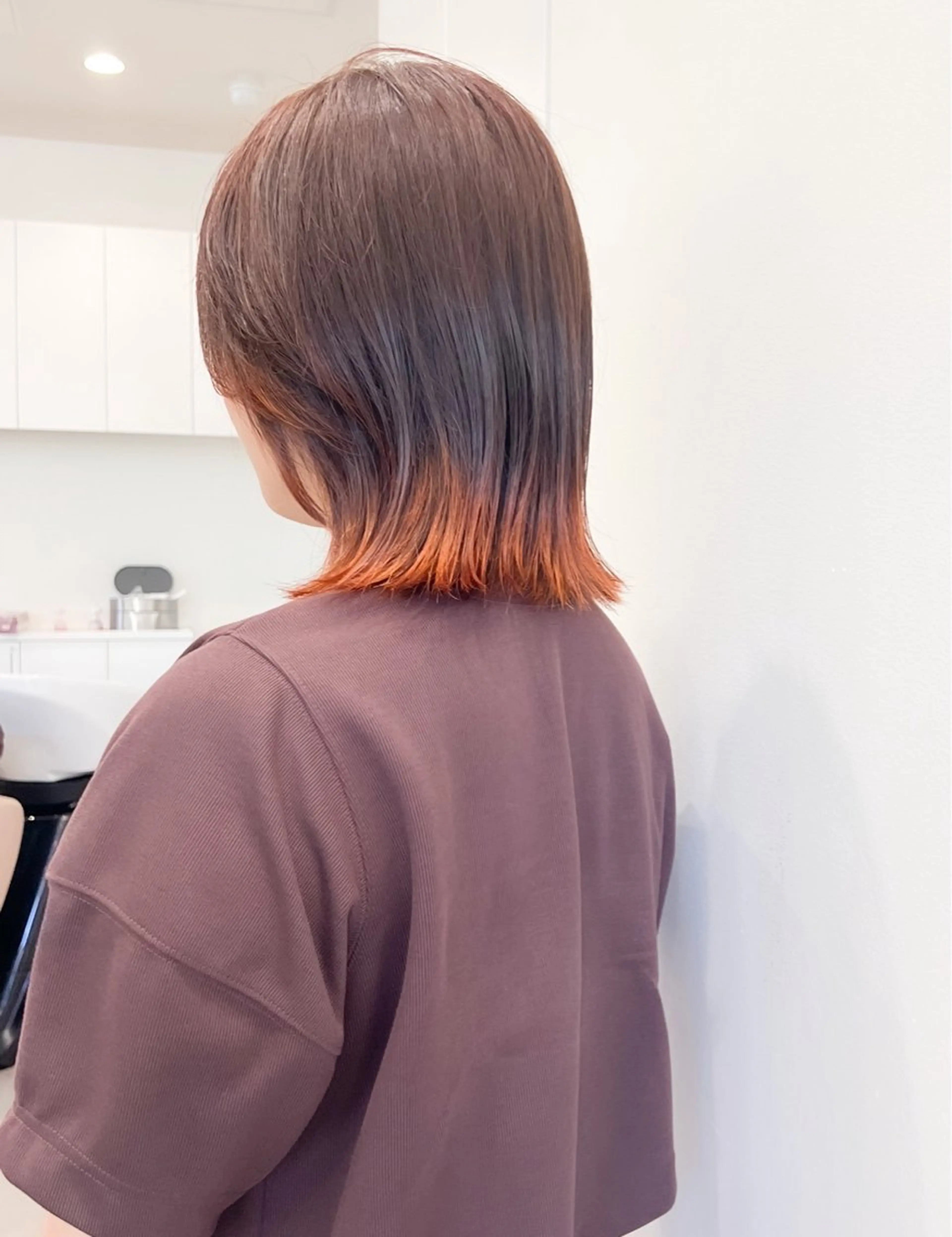 ミディアム カラー ブリーチ オレンジ ヘアカラー 似合わせカット🫧 /パーマRINAのヘアスタイル