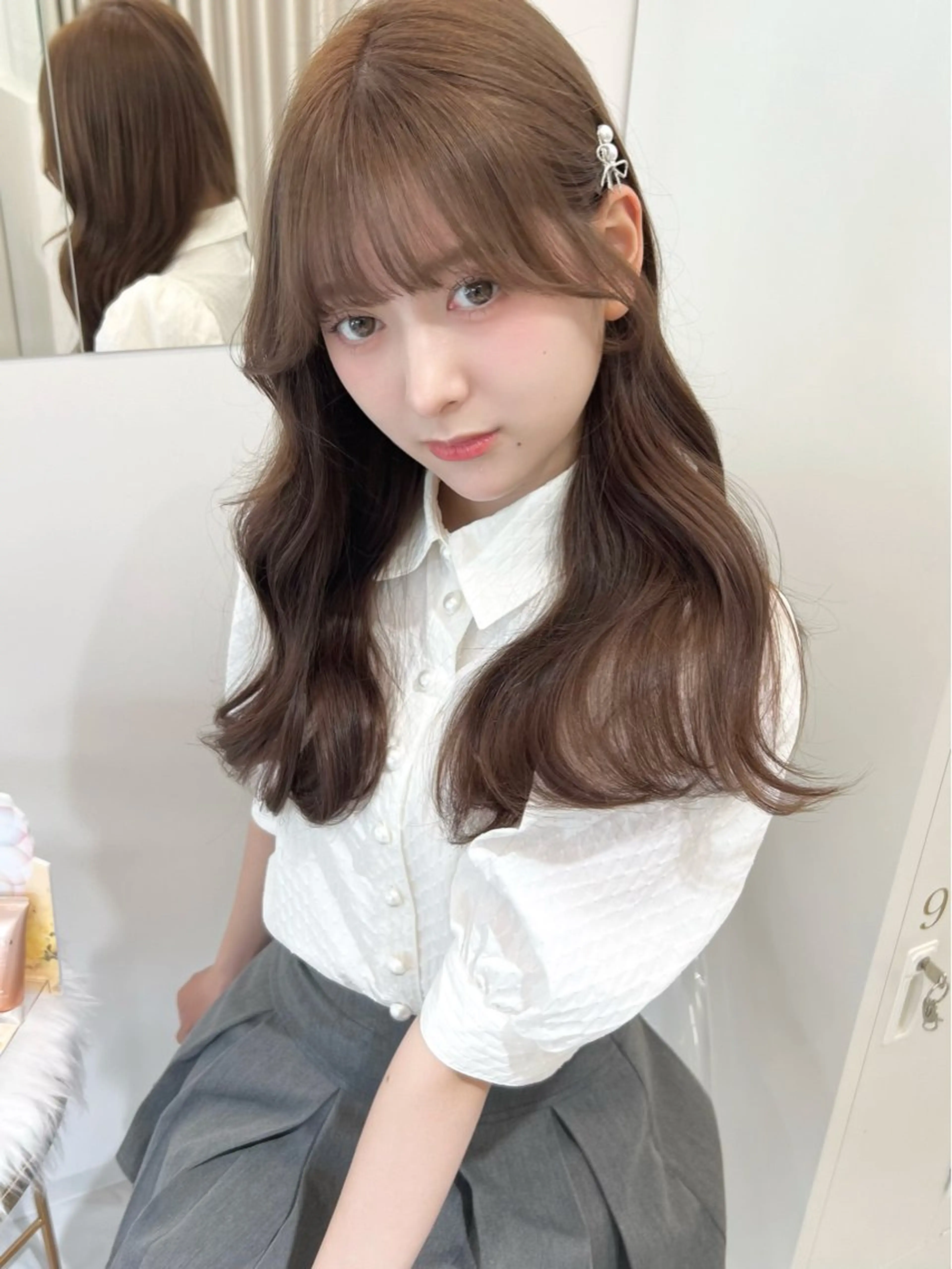 セミロング カラー ベージュカラー ラベンダーカラー ラベンダーベージュ 顔周りカット カット ヘアカラー トリートメント 盛れる顔周り×ピンク Risa🎀のヘアスタイル