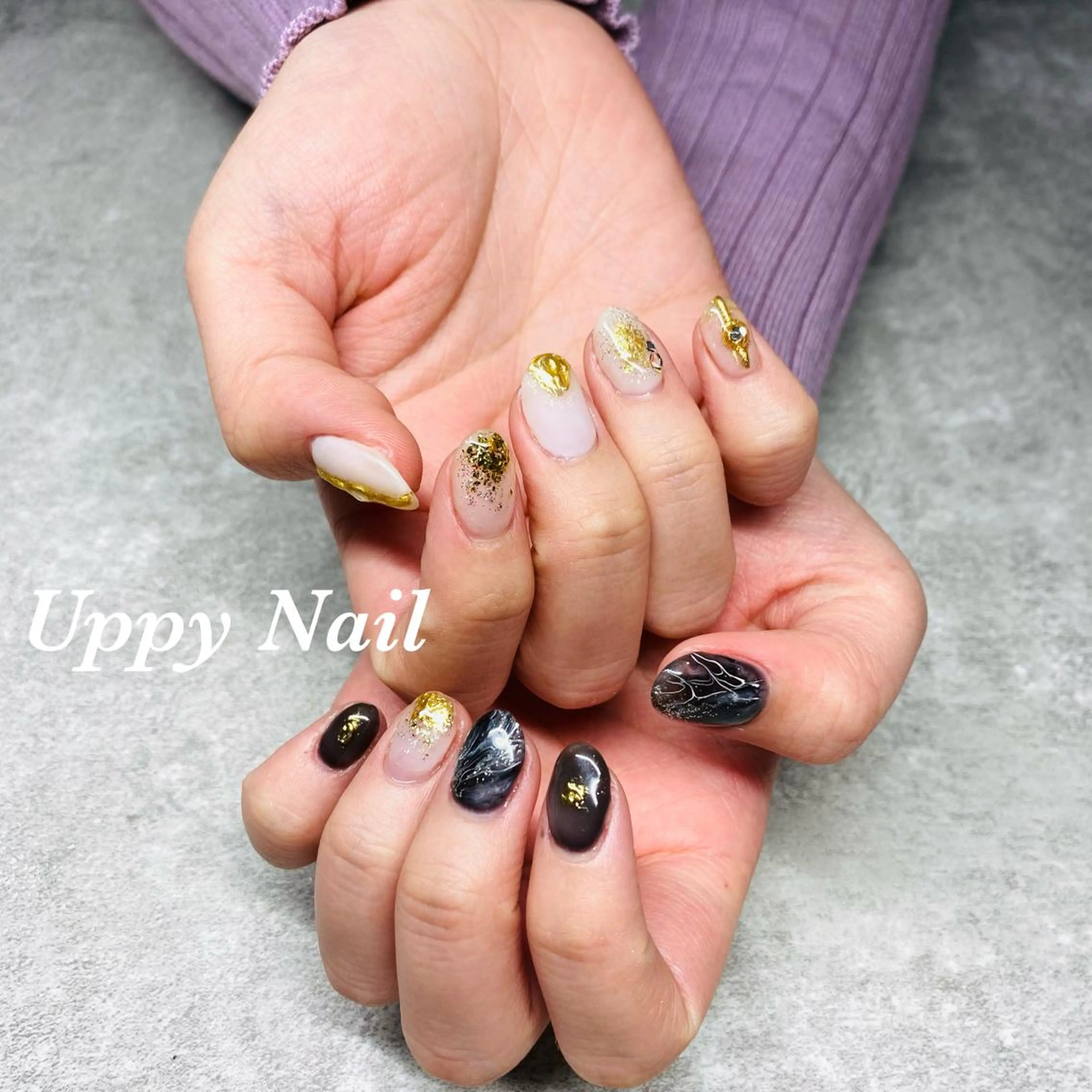ネイル ミラーネイル 持ち込み ニュアンスネイル ハンドネイル Uppy Nail ukyoのネイルデザイン