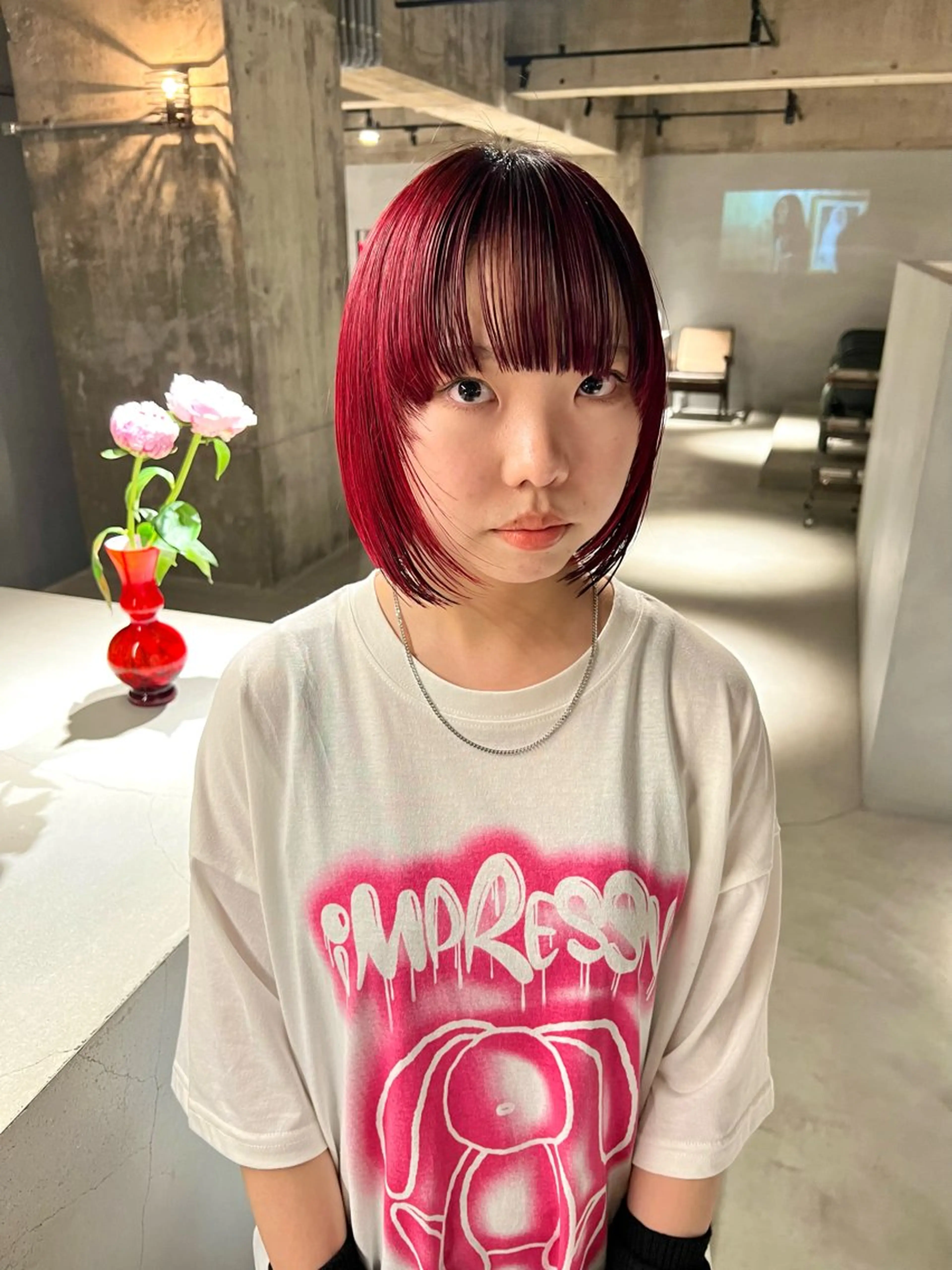 ミディアム カラー カット ヘアカラー トリートメント 宮川 日菜子のヘアスタイル