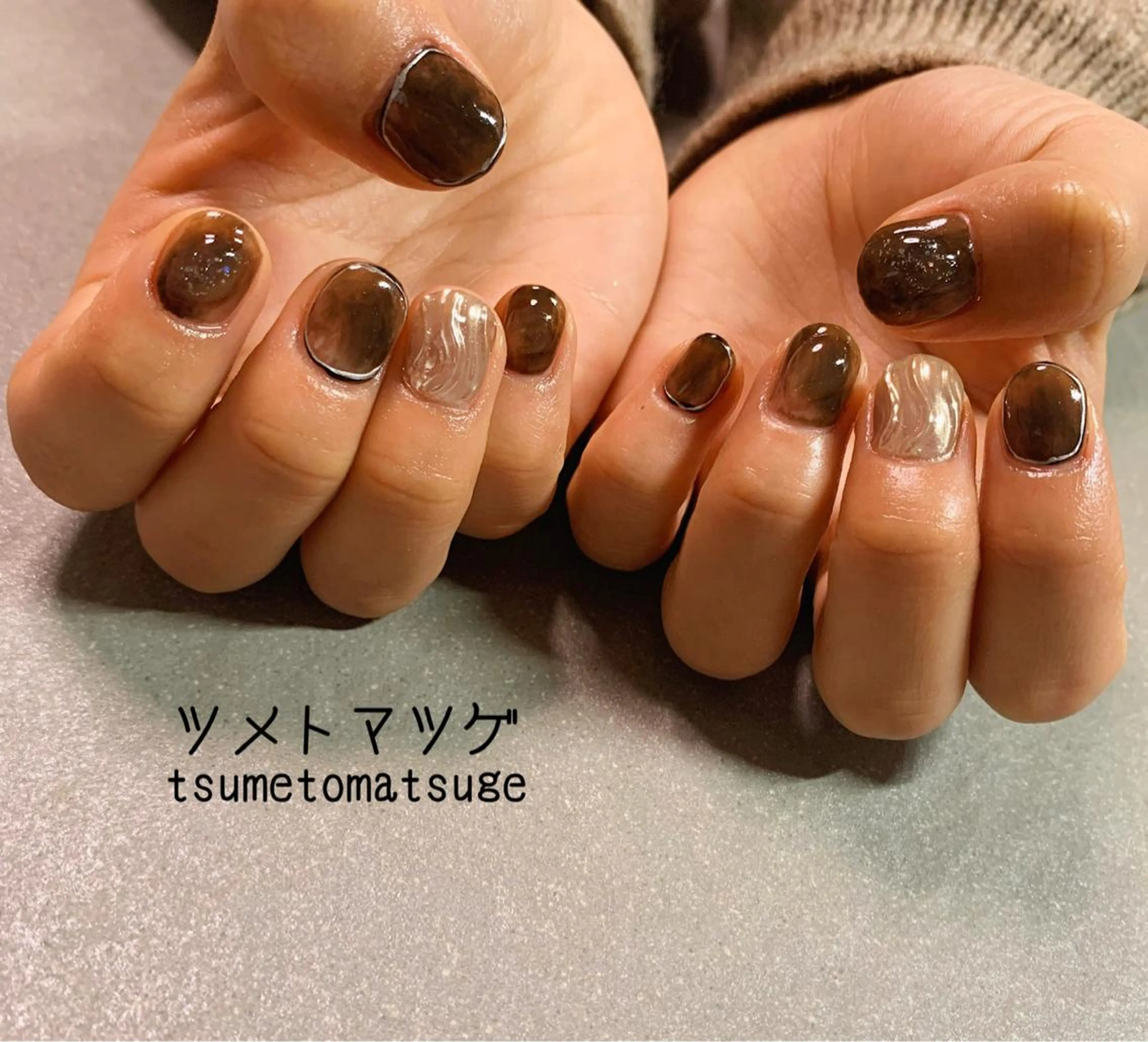 ショート ネイル アートネイル ハンドネイル ツメトマツゲ .のネイルデザイン