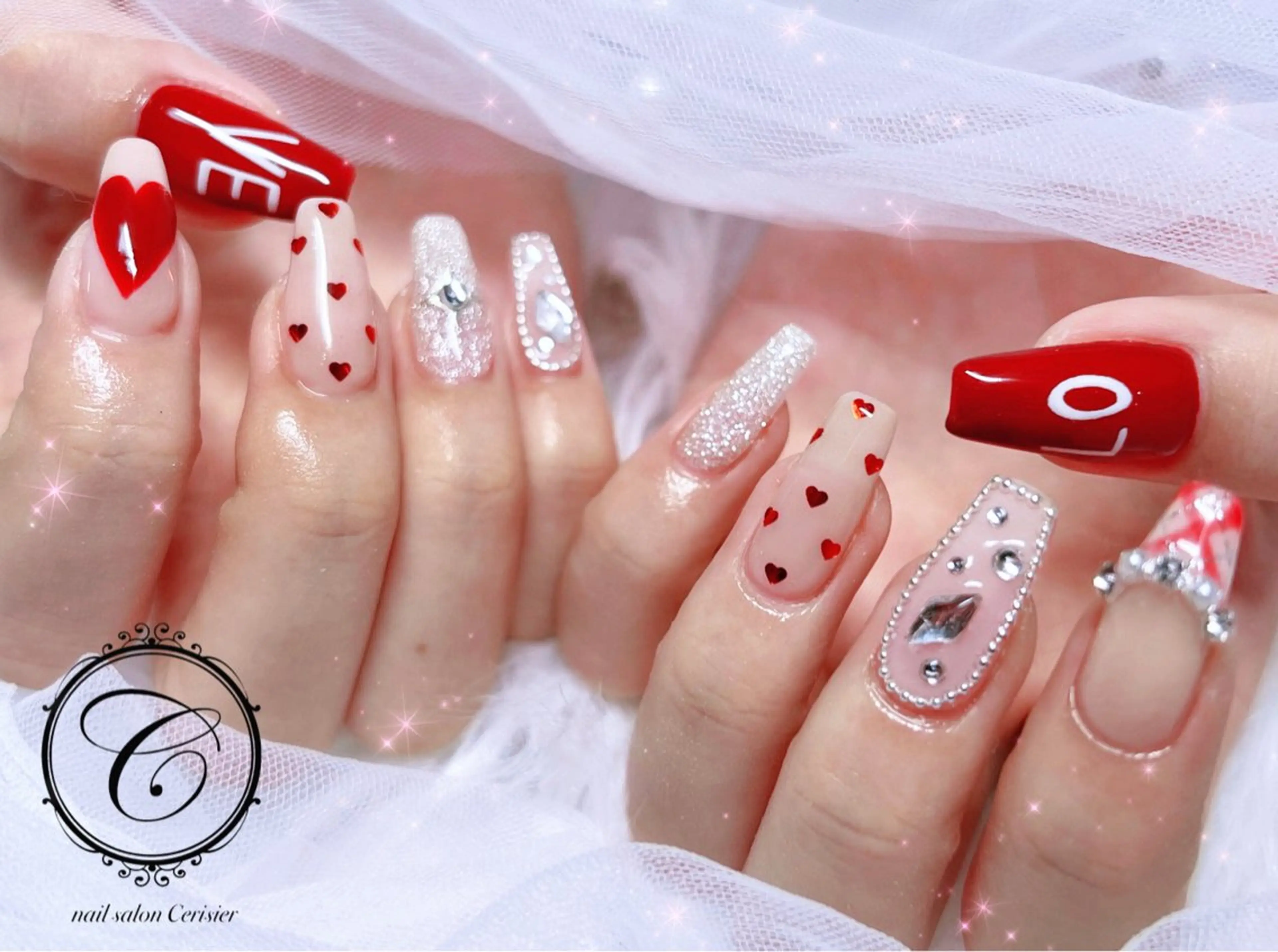 ネイル ジェルネイル マグネットネイル 持ち込み パラジェル 冬ネイル cerisier セリシールのネイルデザイン