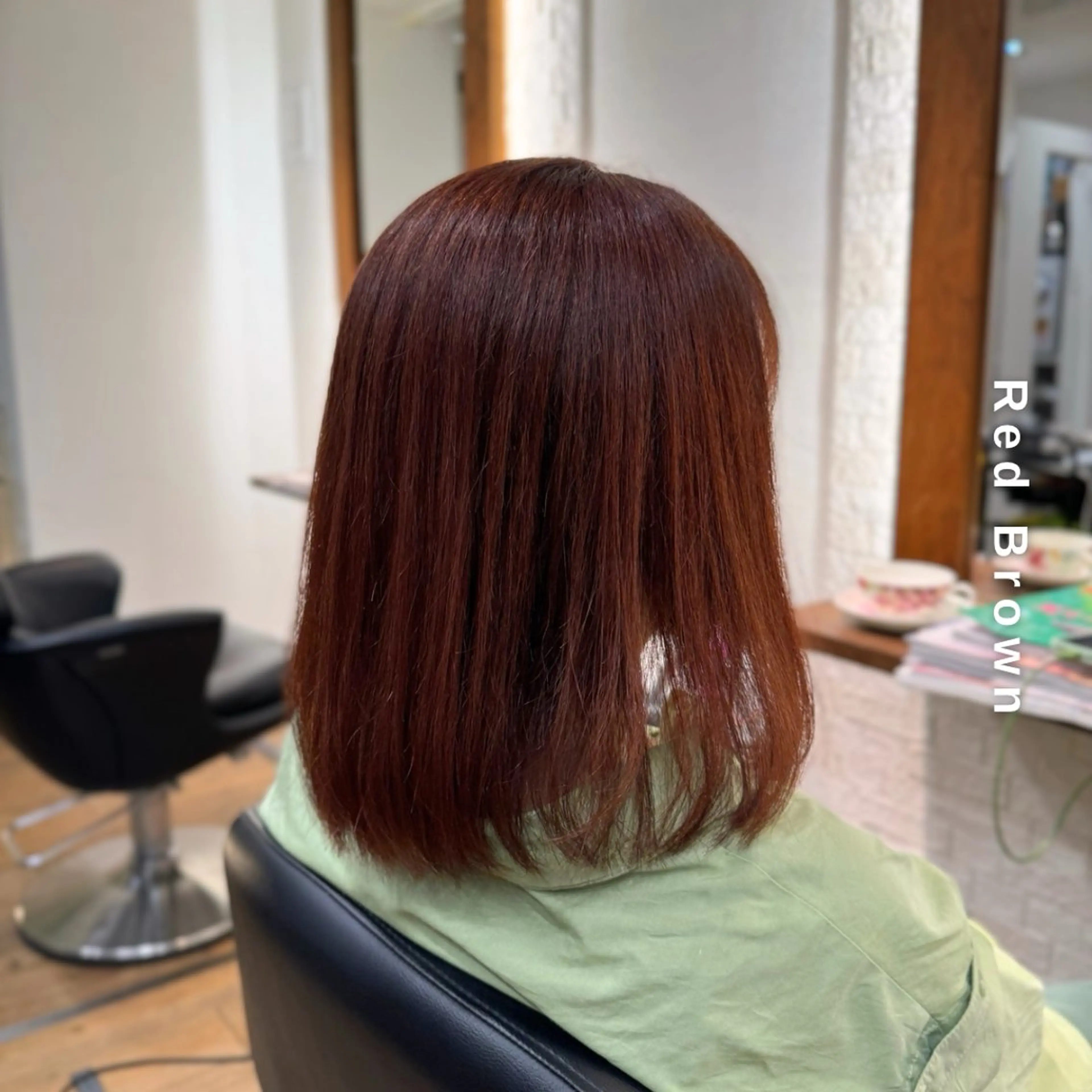 ミディアム カラー ブリーチ ブラウンカラー ブリーチなしカラー レッドカラー レッドブラウン ヘアカラー トリートメント ヘアセット Hair&Make newer所属・しんのすけ /カラーモデル募集のヘアスタイル