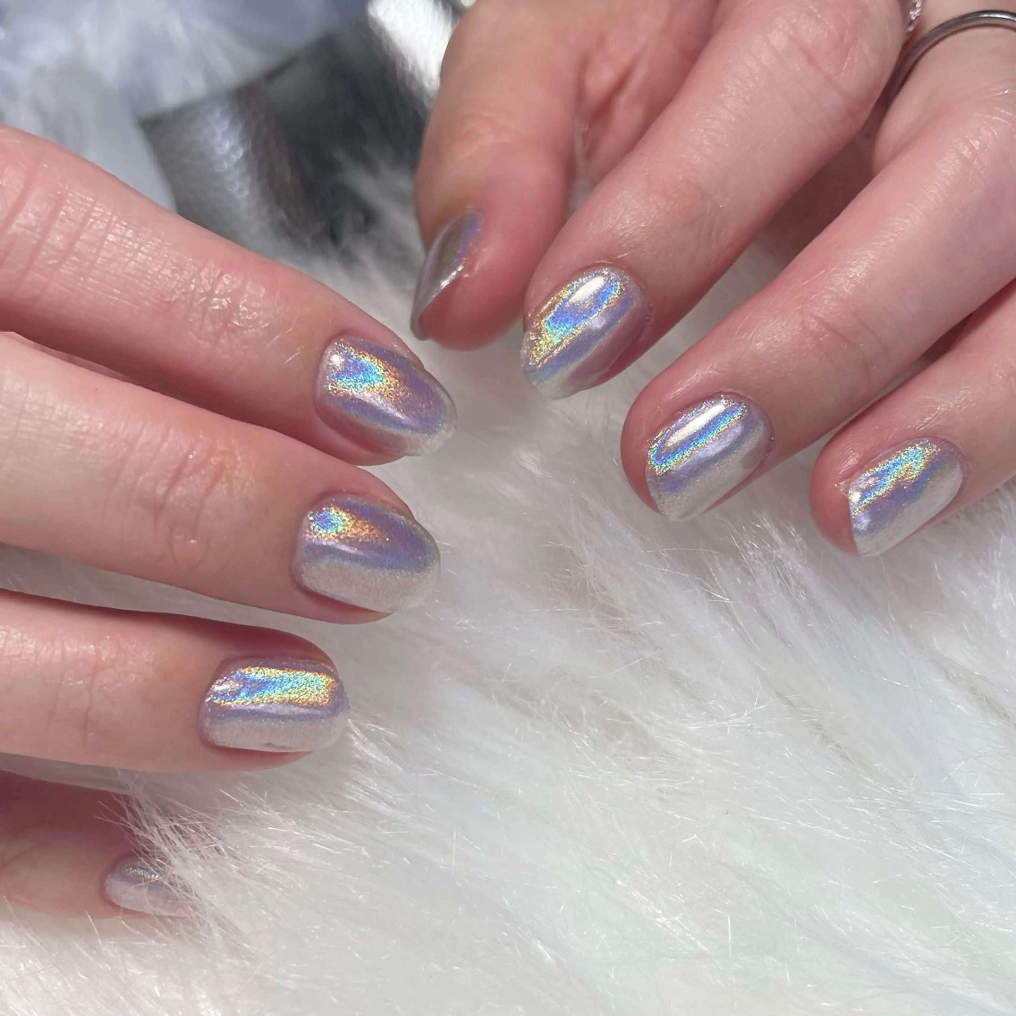 ネイル オーロラネイル ミラーネイル ハンドネイル neige Kouzukiのネイルデザイン