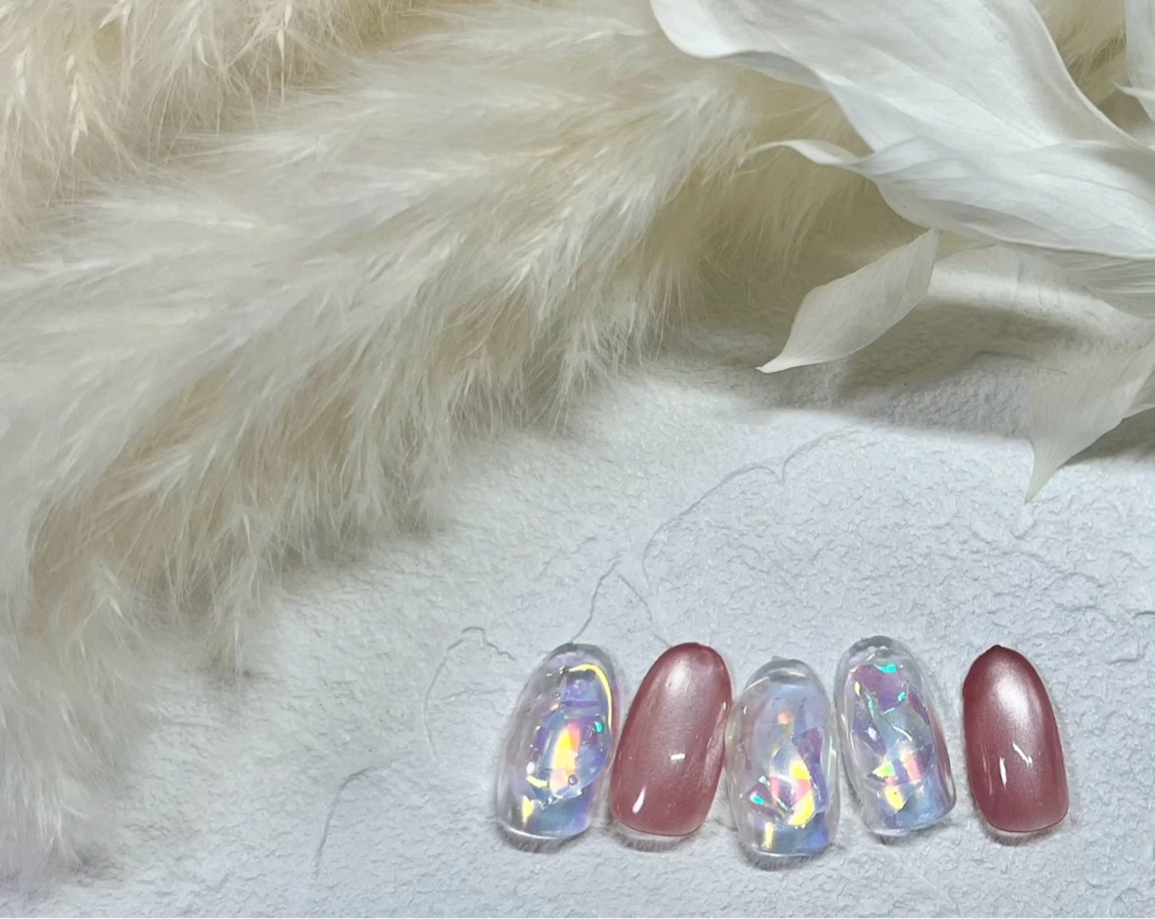 ネイル オーロラネイル フットネイル フレンチネイル ジェルネイル 氷ネイル・うるうるネイル kiki nail たまプラーザのネイルデザイン