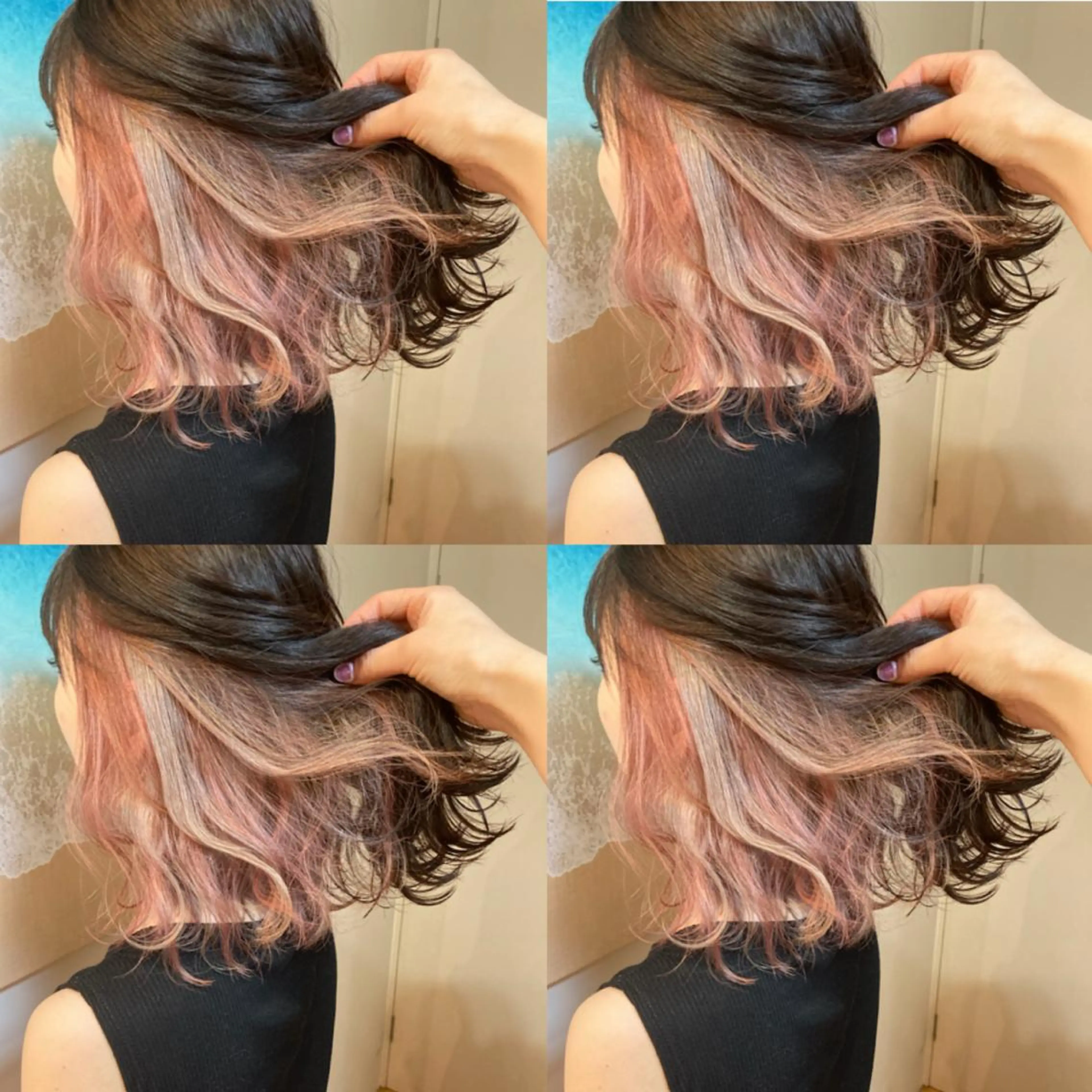ミディアム カラー ベージュカラー ピンクカラー ホワイトベージュ Miku❇️ フェイスレイヤーのヘアスタイル