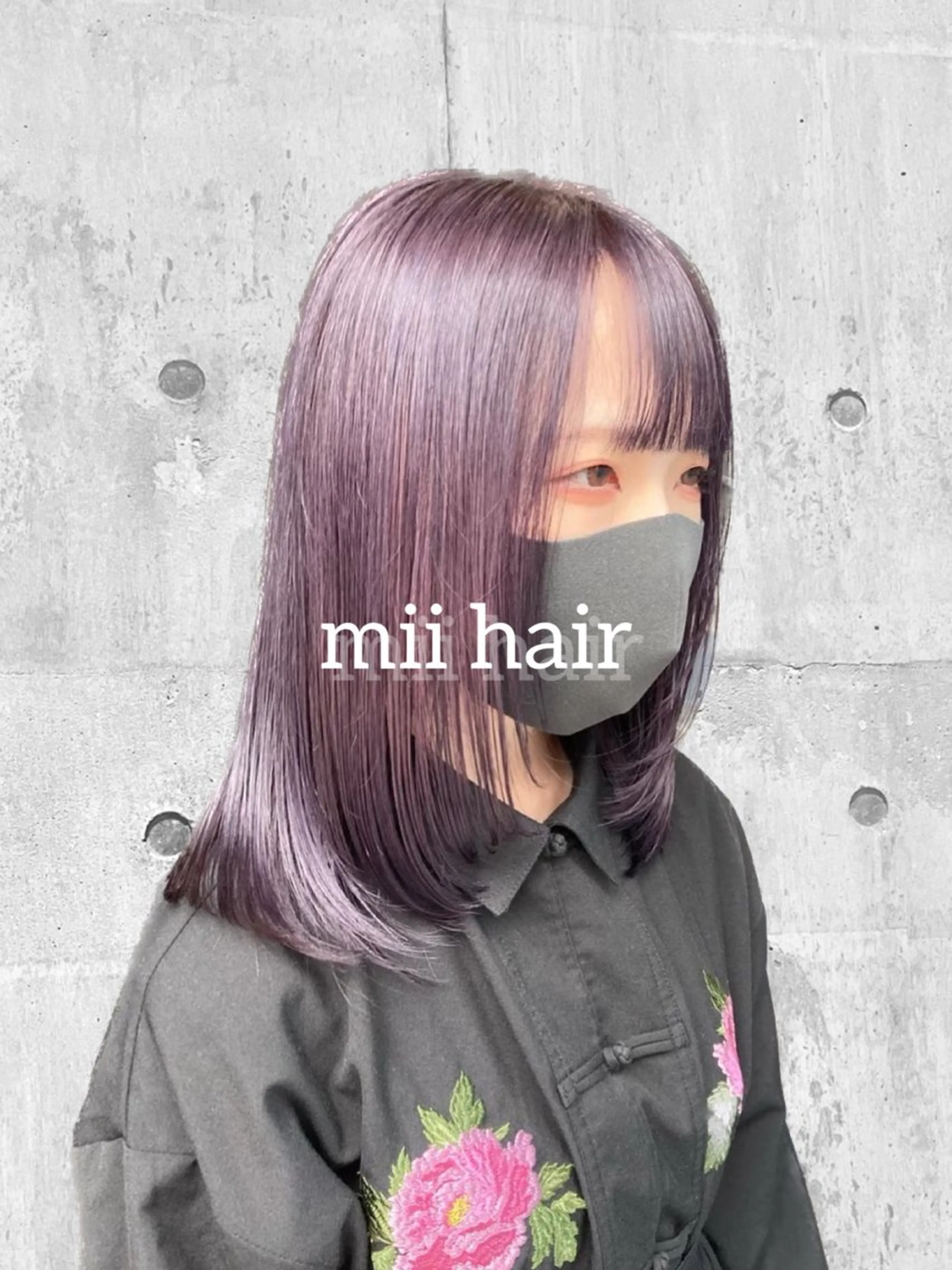 ミディアム カラー ラベンダーカラー ラベンダーグレー カット ヘアカラー トリートメント Miku❇️ フェイスレイヤーのヘアスタイル