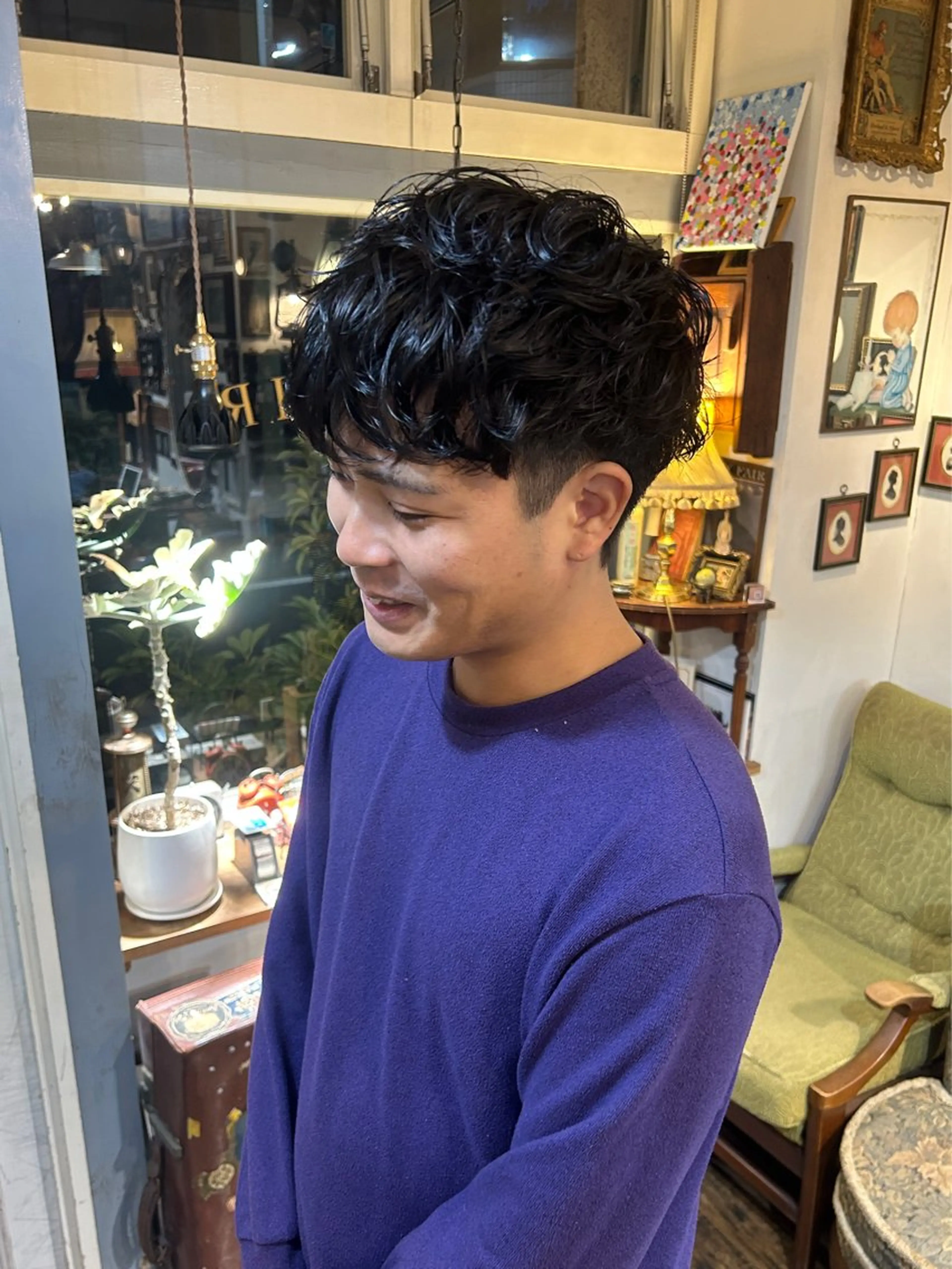 ショート パーマ メンズ メンズパーマ カット パーマ 清水千優/パーマ/透 明感カラー/メンズのヘアスタイル