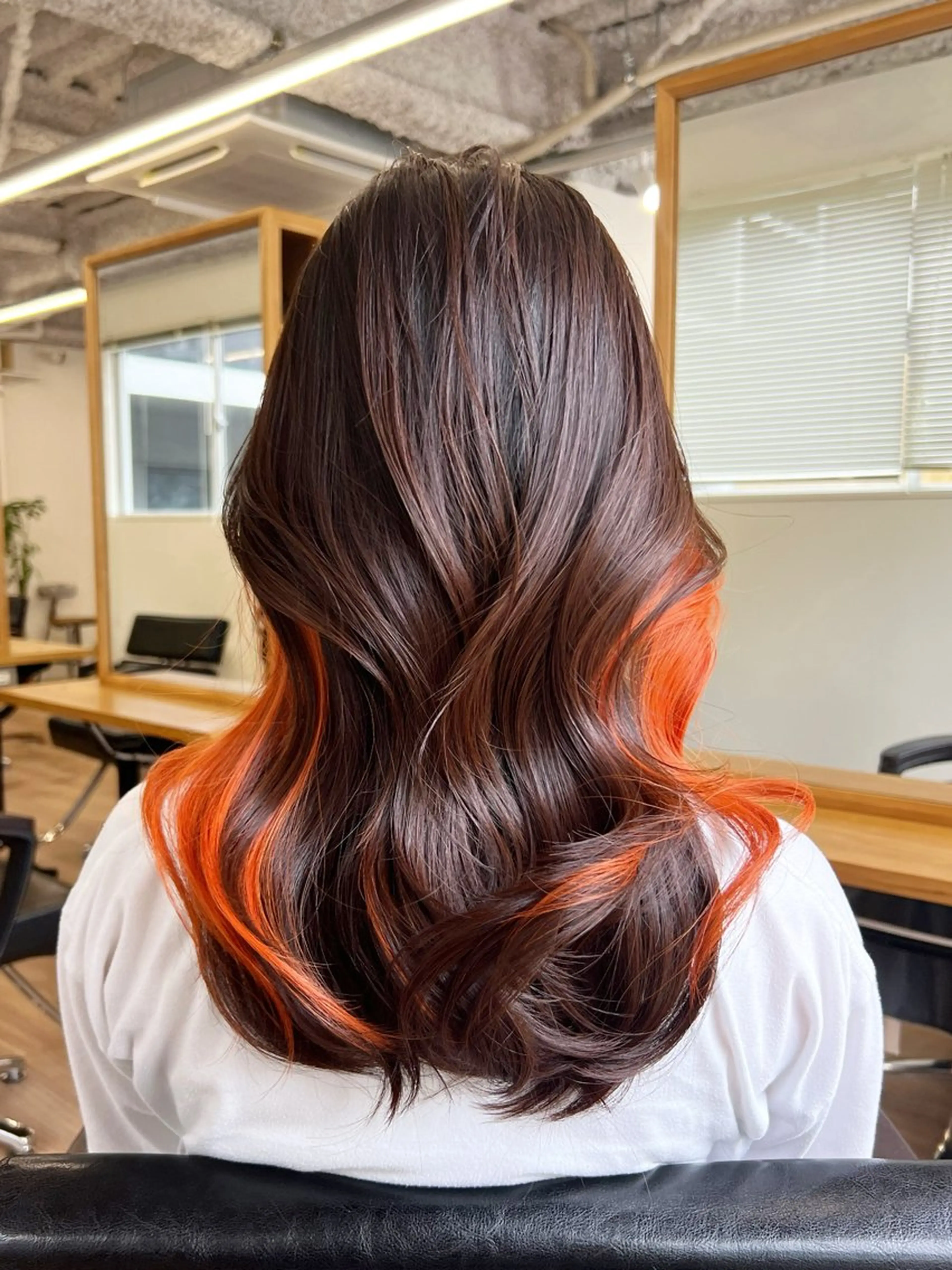 ロング カラー オレンジ 韓国レイヤー×透明感 髪質改善　武田涼のヘアスタイル